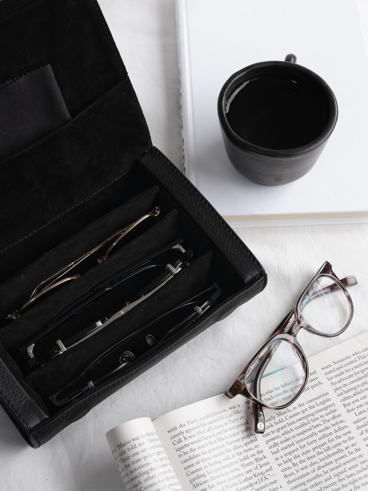 multiple sunglasses travel case black by Capra Leather