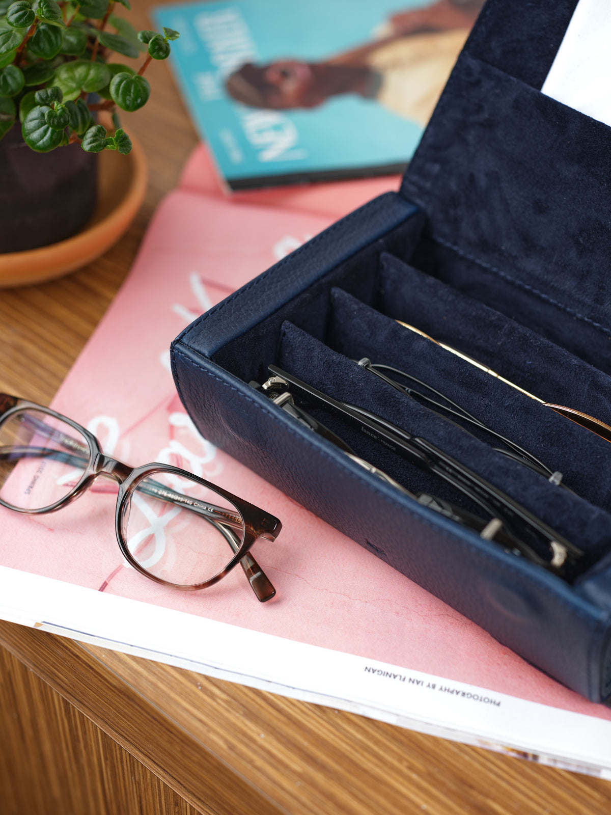 Louis Vuitton sunglasses case navy by Capra Leather