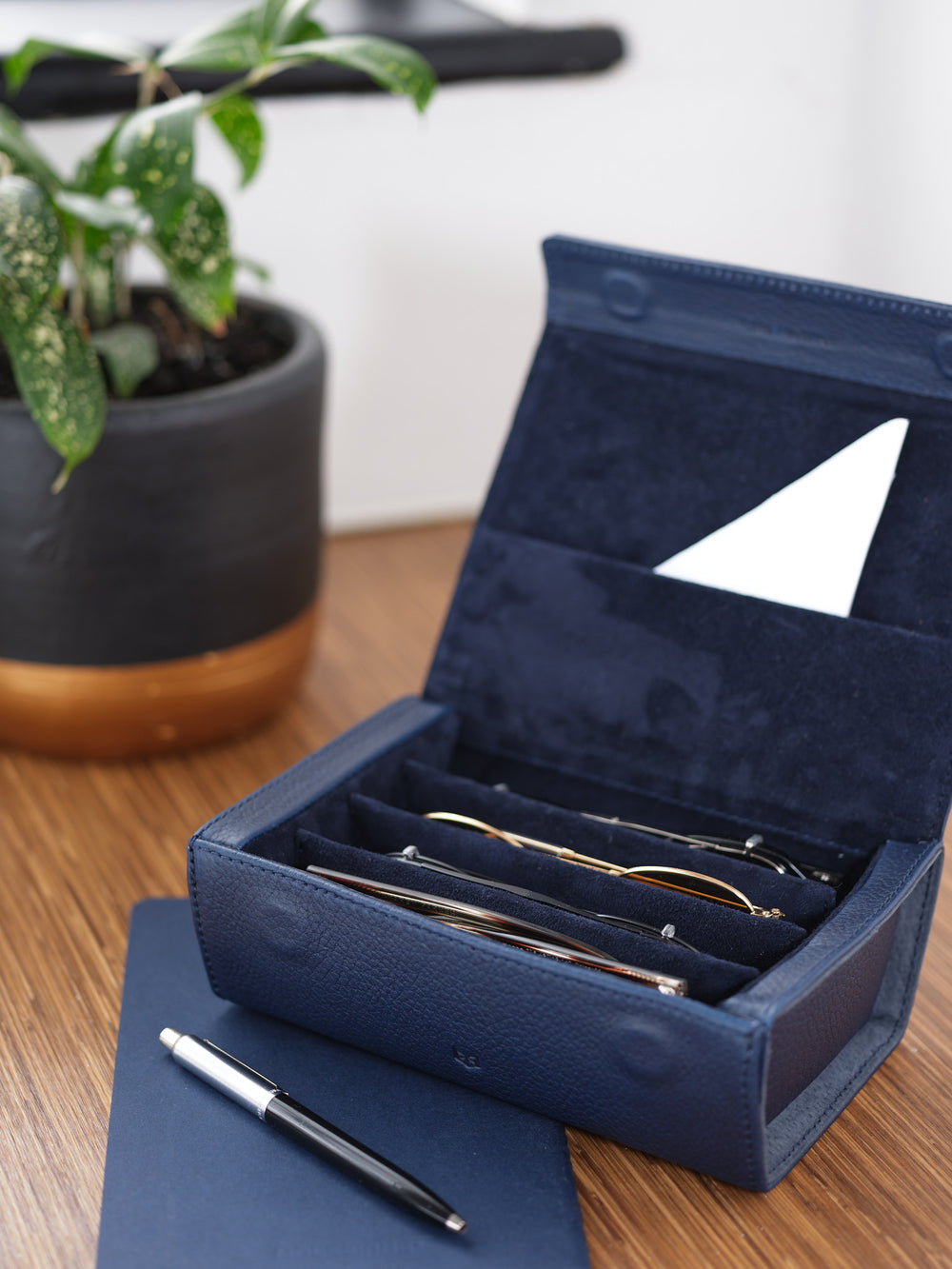 Multiple Sunglasses Travel Case · Navy by Capra Leather