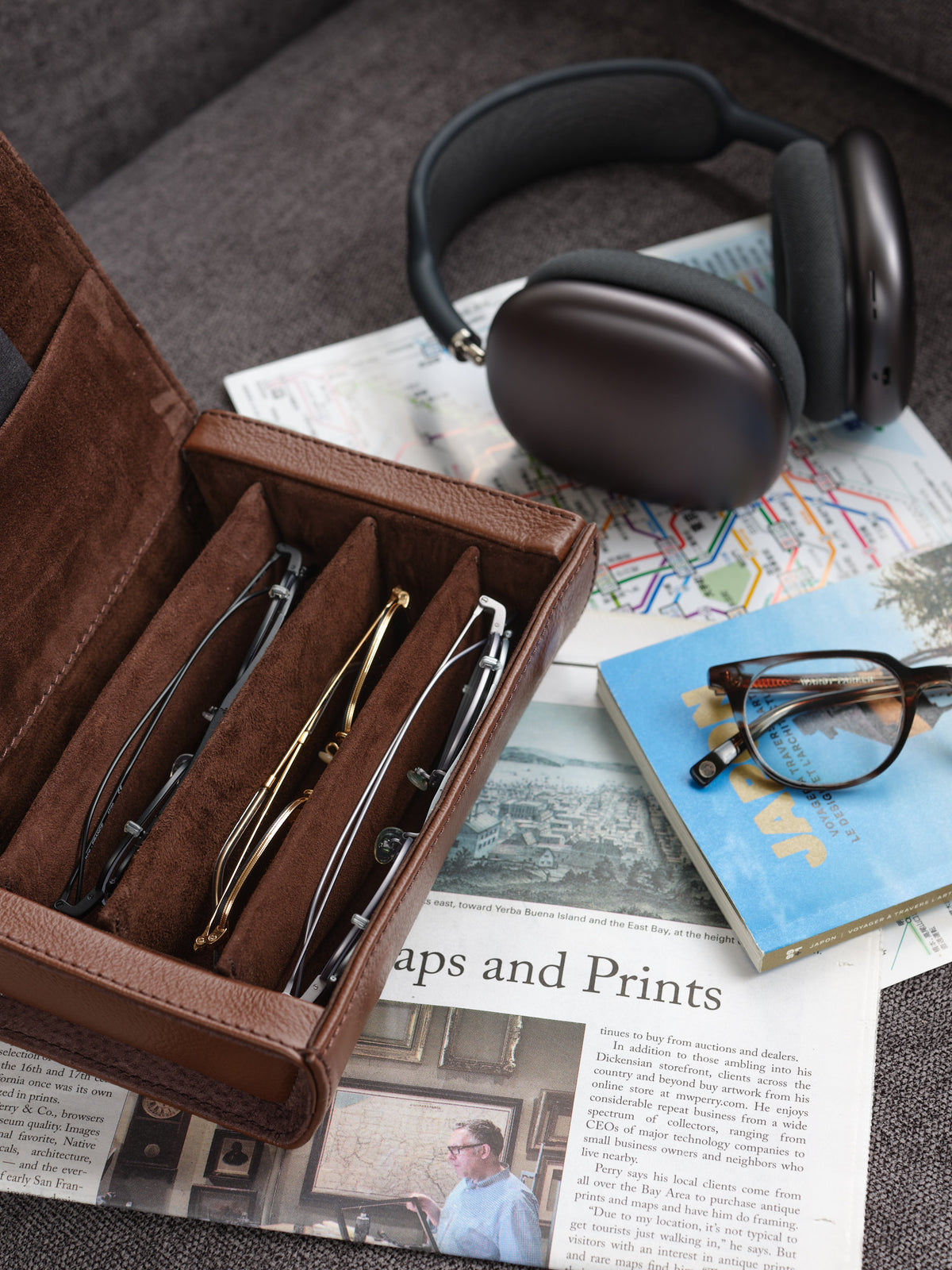 protective case for eyewear brown by Capra Leather