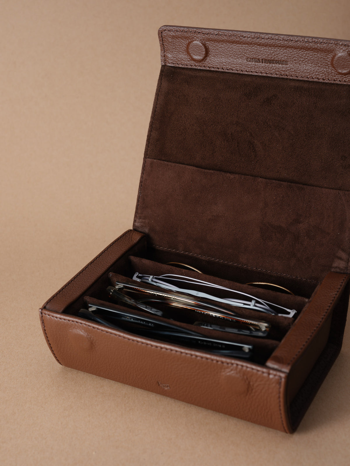 Bvlgari sunglasses case brown by Capra Leather