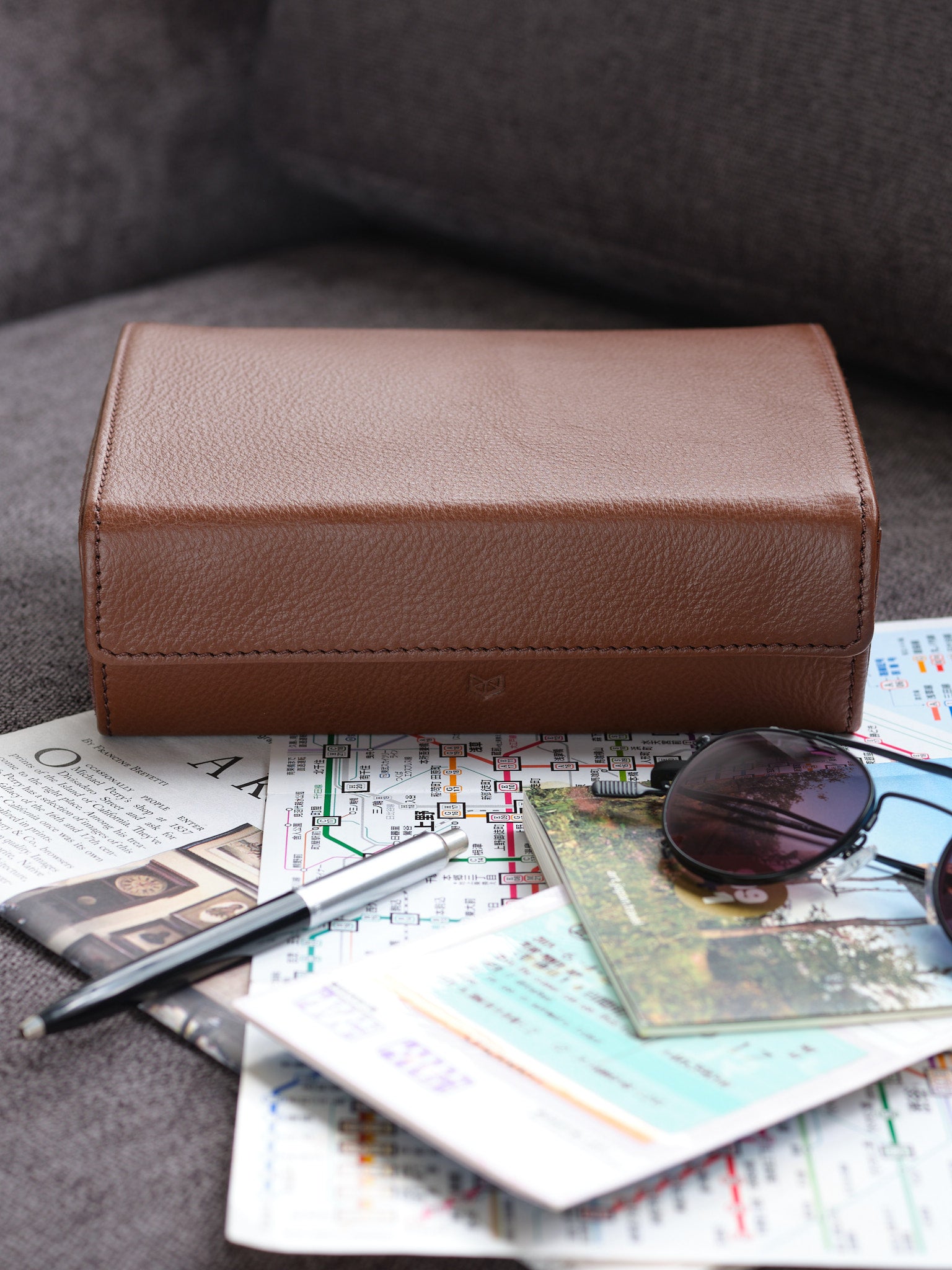 sunglasses travel case brown by Capra Leather