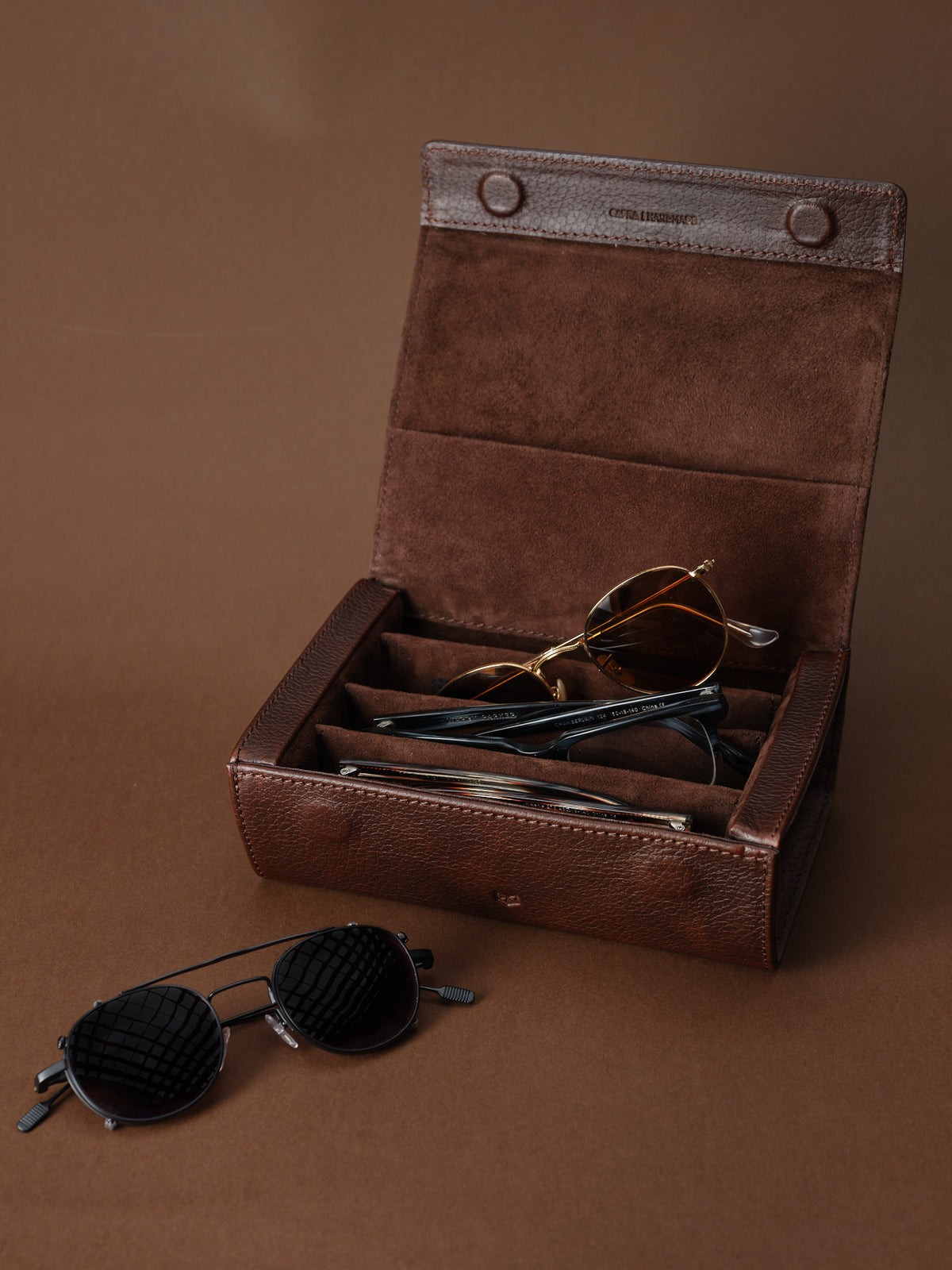 Louis Vuitton sunglasses case dark brown by Capra Leather