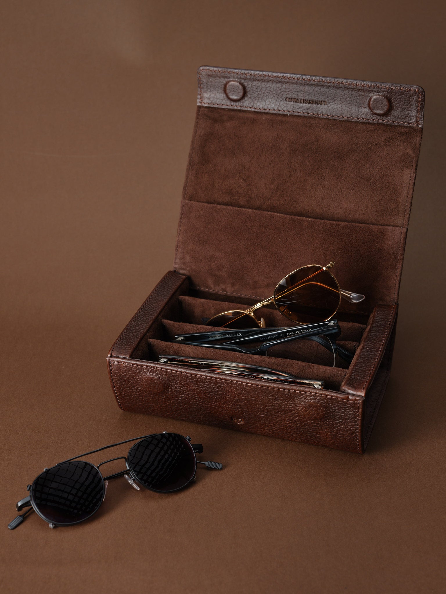 Multiple Sunglasses Travel Case · Dark Brown by Capra Leather