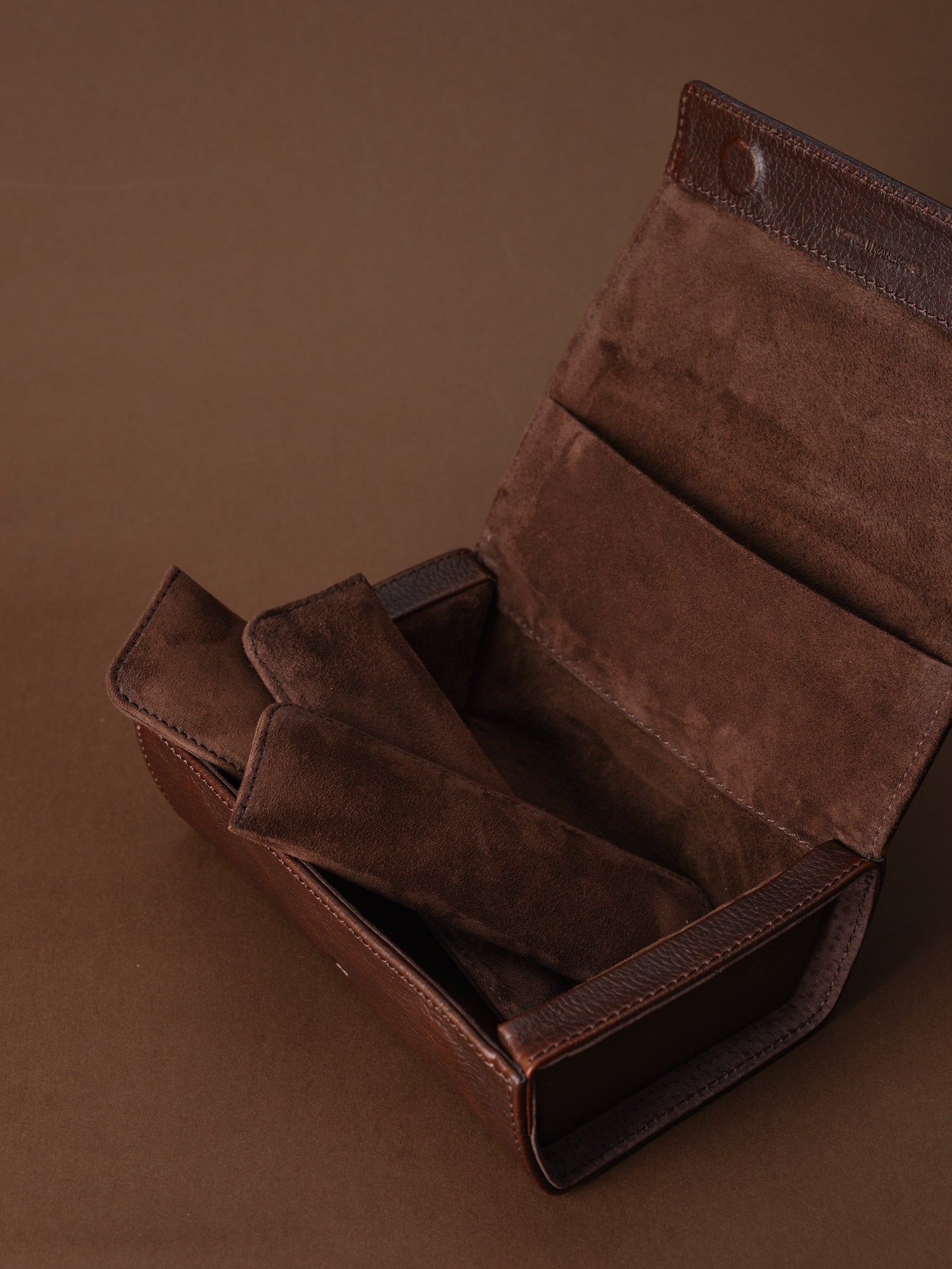 hard shell sunglasses case dark brown by Capra Leather
