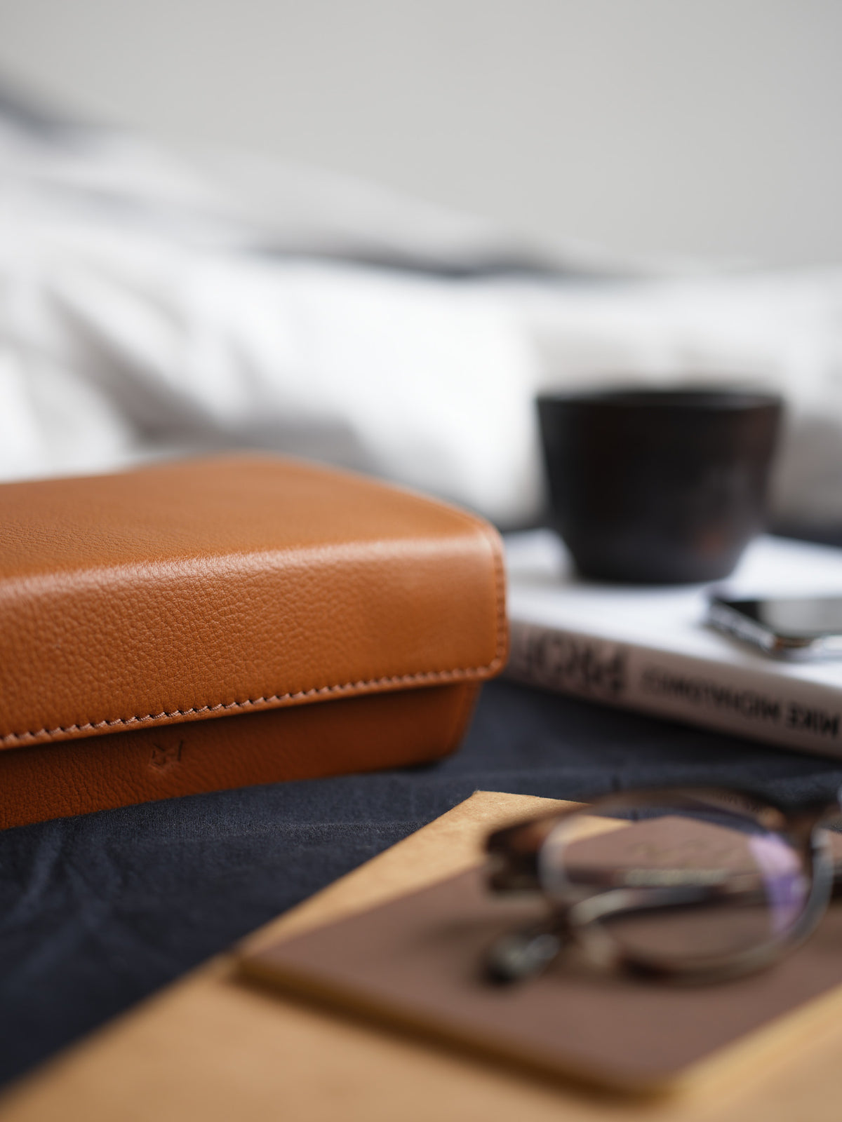 mens sunglasses case tan by Capra Leather