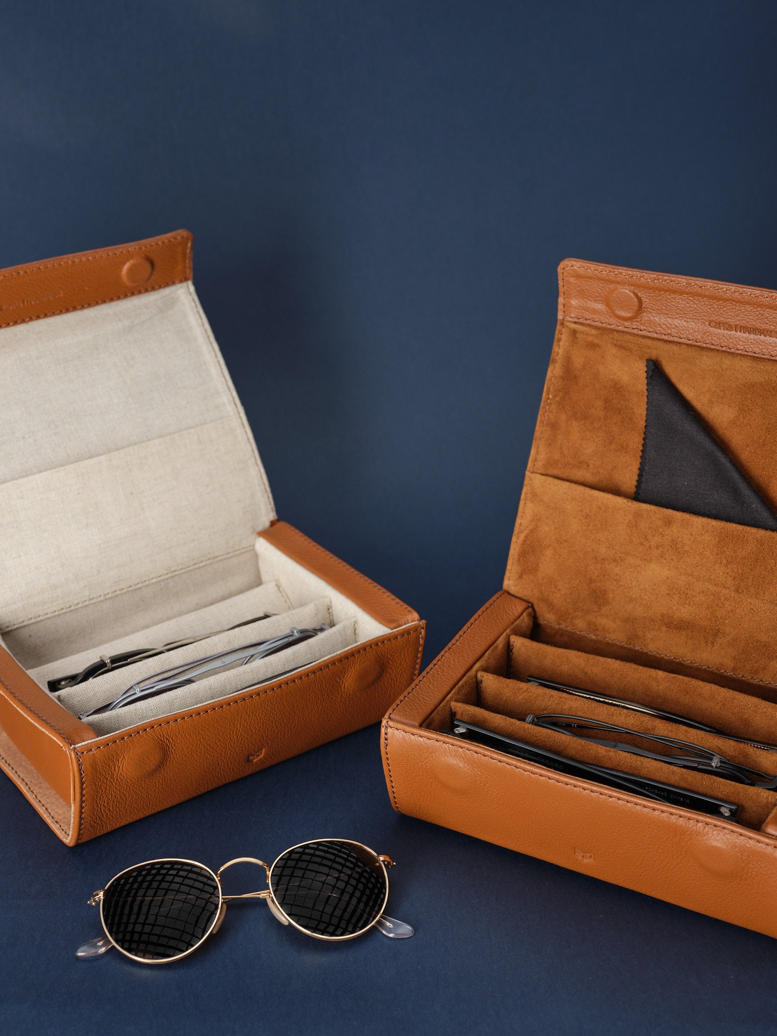 sunglasses case tan by Capra Leather