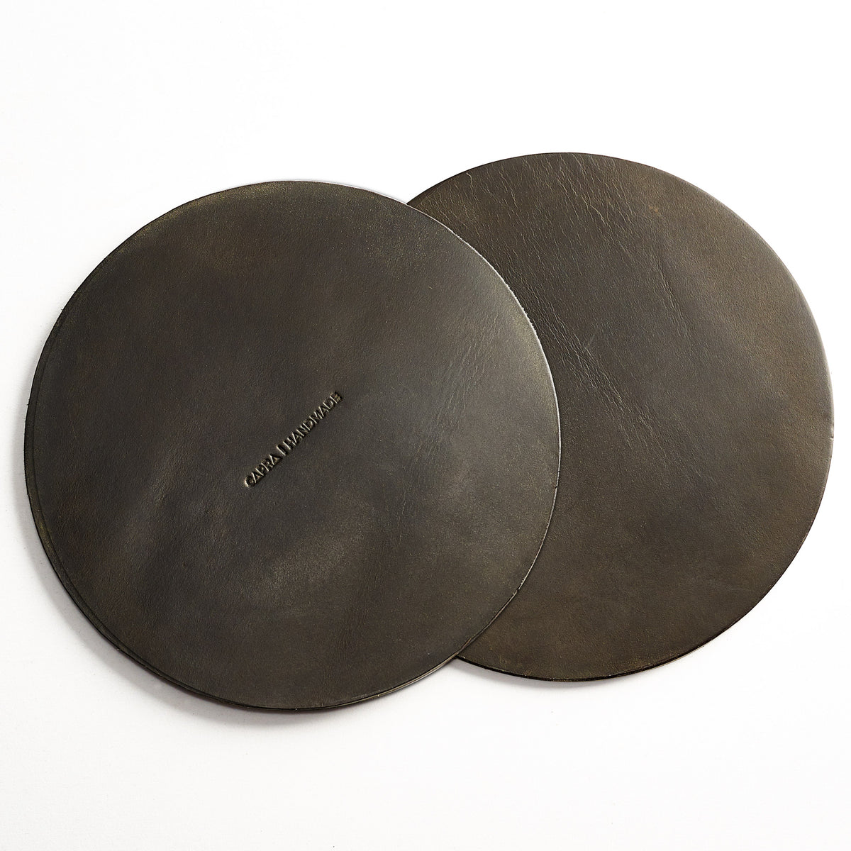 Green Leather homepod pad, protect wood surfaces from white rings, mens cowhide coasters for apple smart speaker