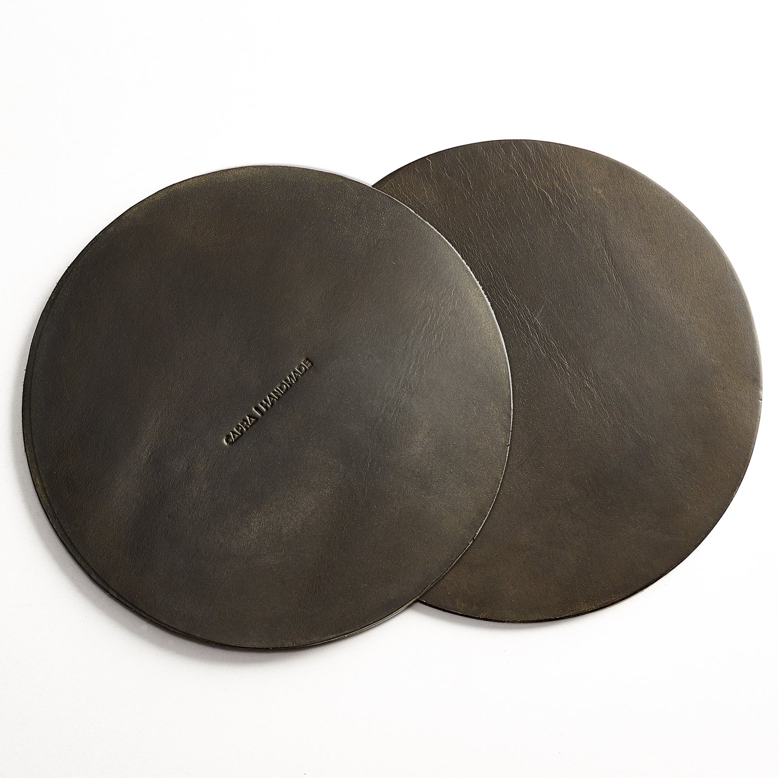 Green Leather homepod pad, protect wood surfaces from white rings, mens cowhide coasters for apple smart speaker