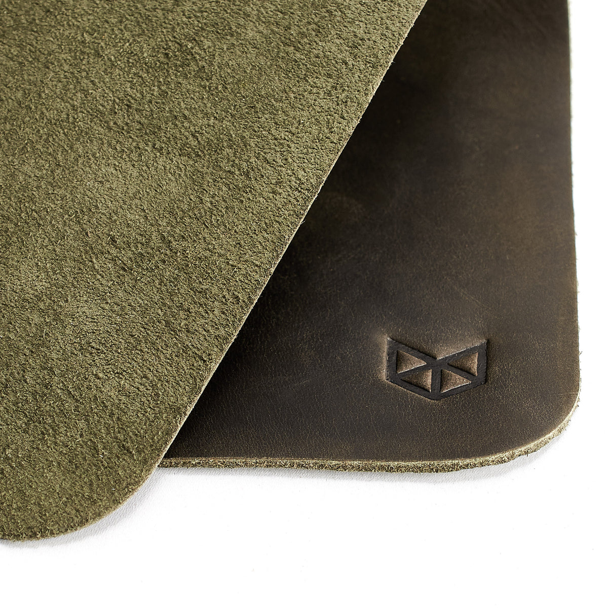 Texture detail. Minimalistic Green Leather Mouse Pad + Cable Organizers, Boyfriend gift, Mousepads, Personalized stationary, Custom office supplies