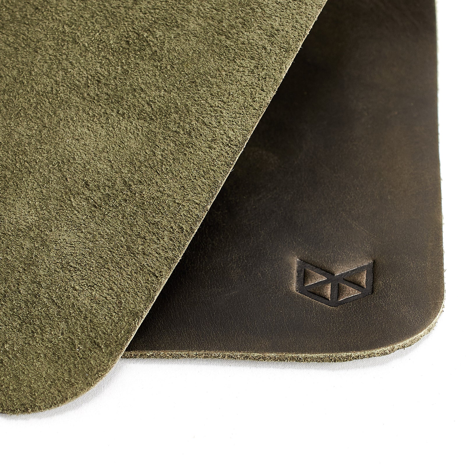 Texture detail. Minimalistic Green Leather Mouse Pad + Cable Organizers, Boyfriend gift, Mousepads, Personalized stationary, Custom office supplies