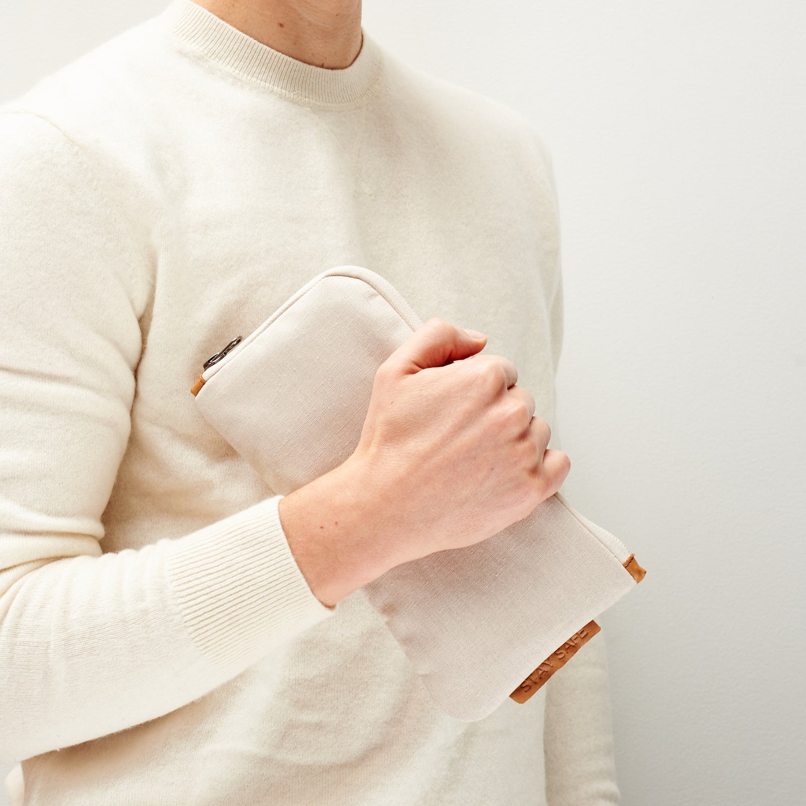 Linen pouch. Stay safe tag