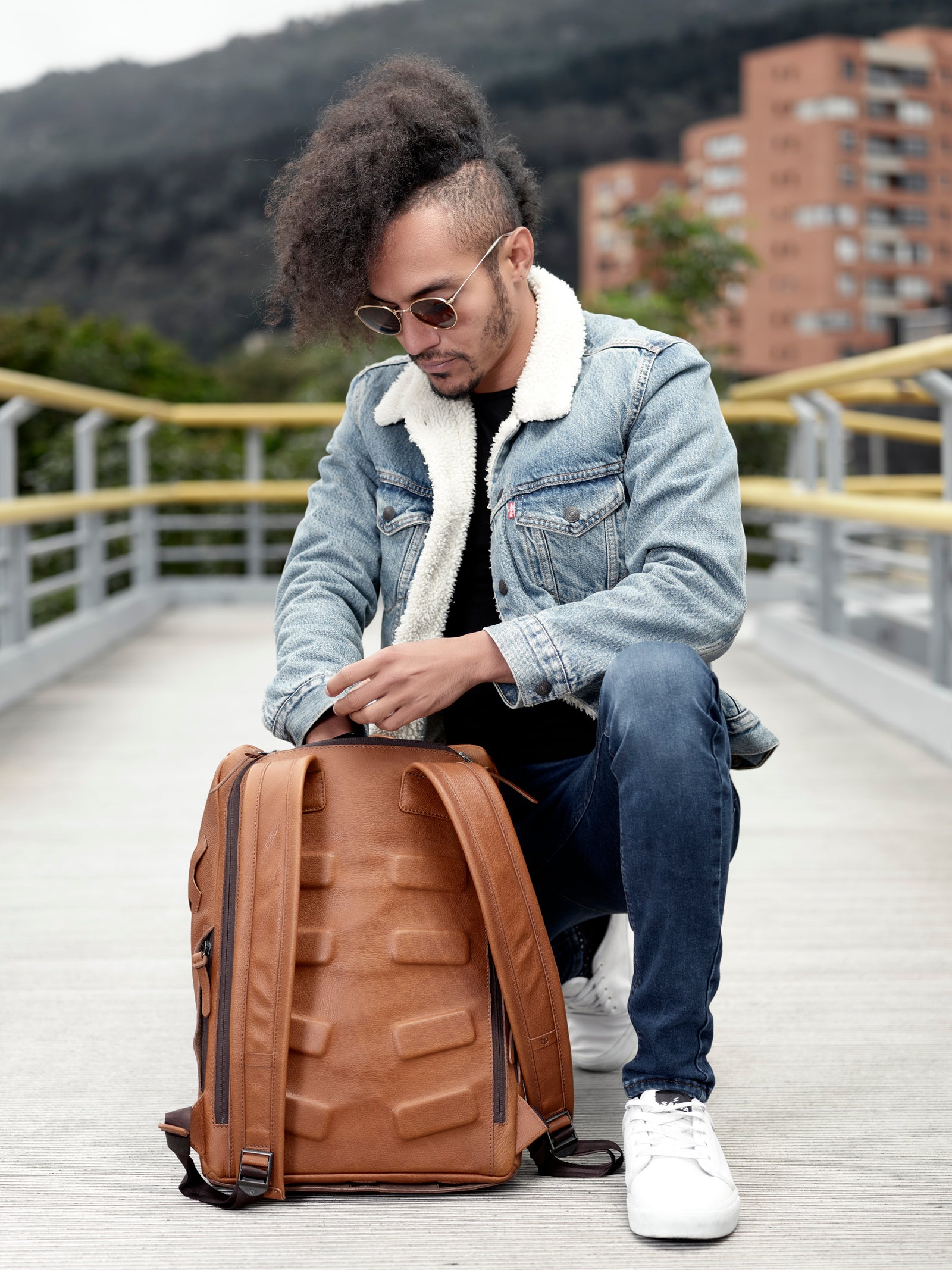 backpack leather tan by capra