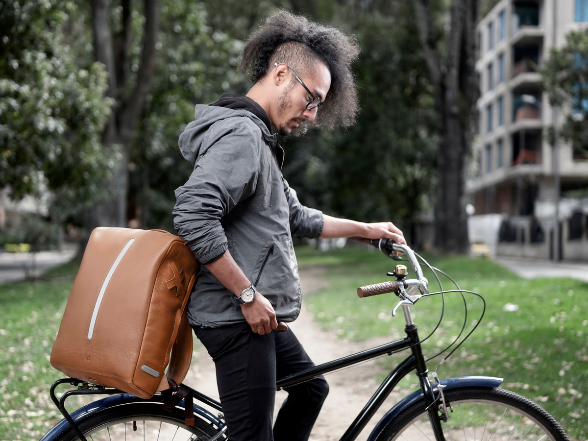 best mens commuter backpack tan by capra leather