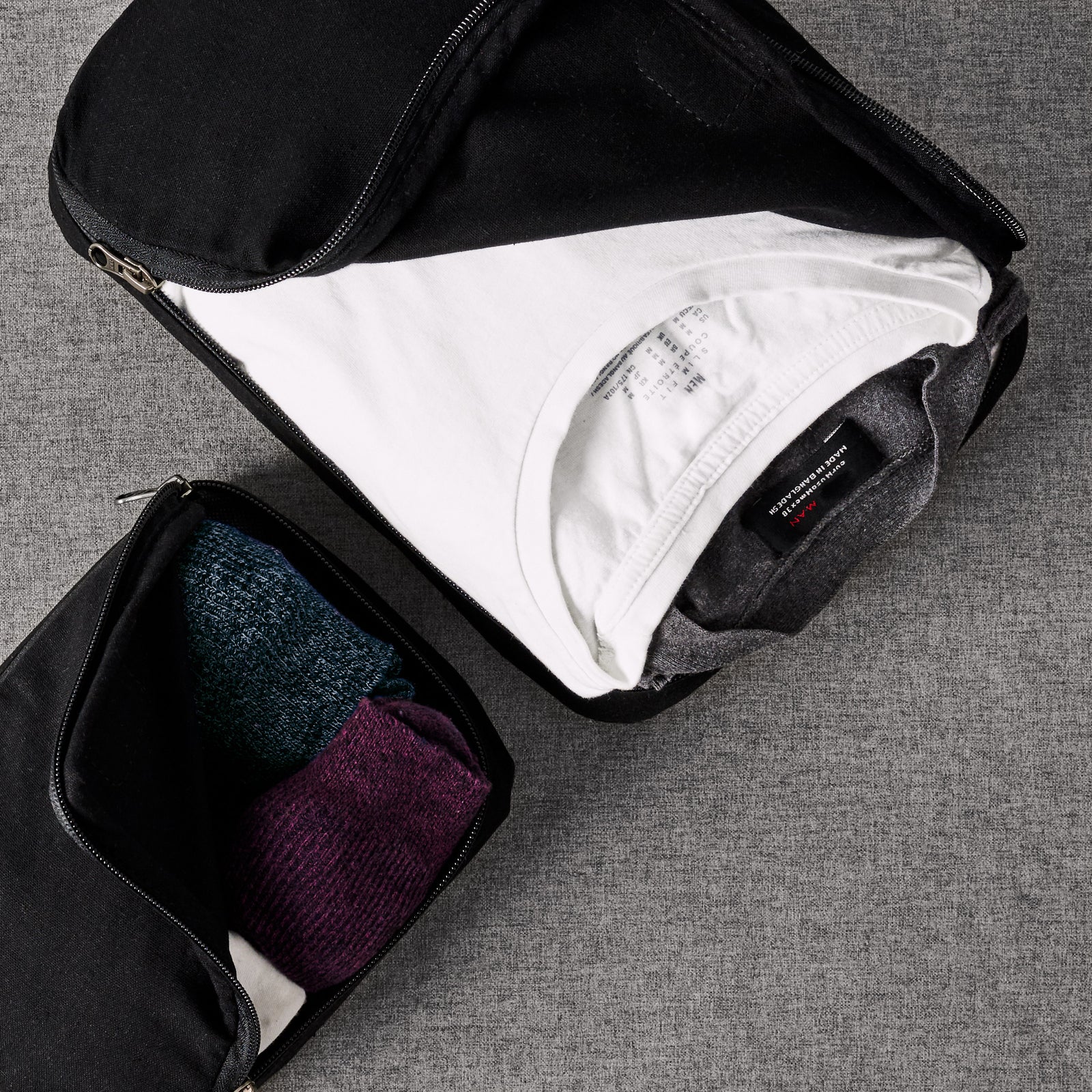 Black Linen Packing Cubes, Clothes Storage by Capra Leather