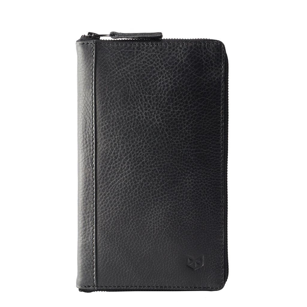 Men's Black Luxury Grained Leather compact wallet | Valextra