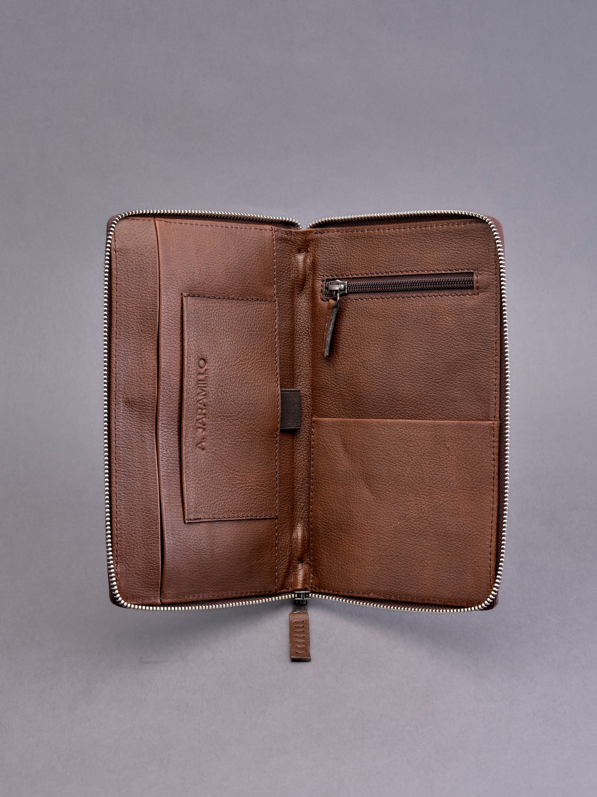 Leather interior. Brown Passport Holder for travelers, document organizer, travel journal by Capra Leather