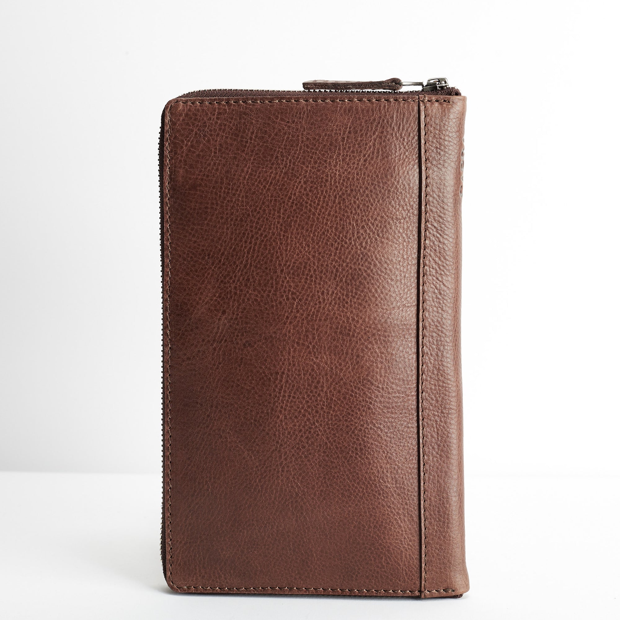 Back. Brown Passport Holder for travelers, document organizer, travel journal by Capra Leather