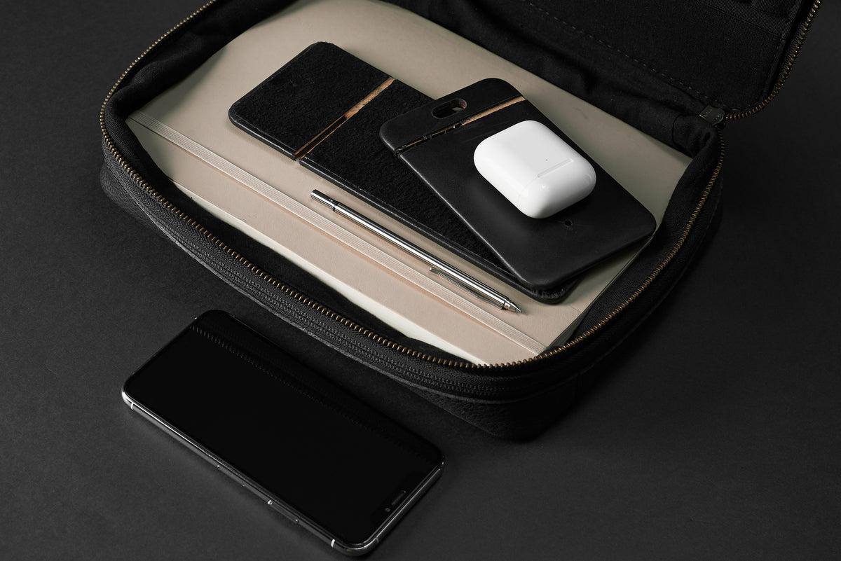 Easy to carry. Leather Phone Stand Holder Black by Capra Leather