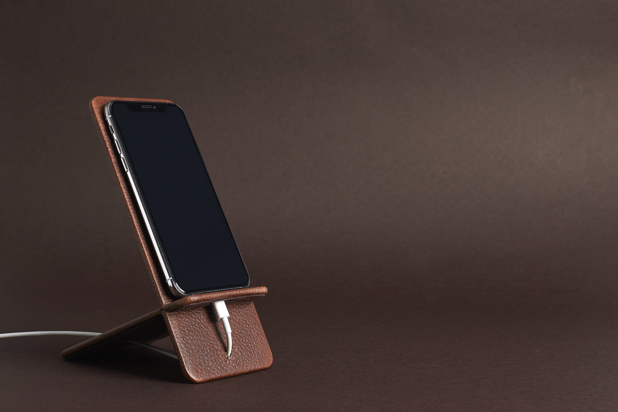 Cover. Leather Phone Stand Holder Brown by Capra Leather