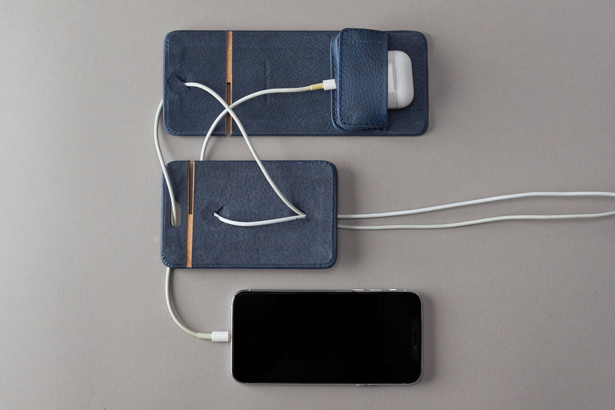 Easy to assemble/dissemble. Leather Phone Stand Holder Navy by Capra Leather