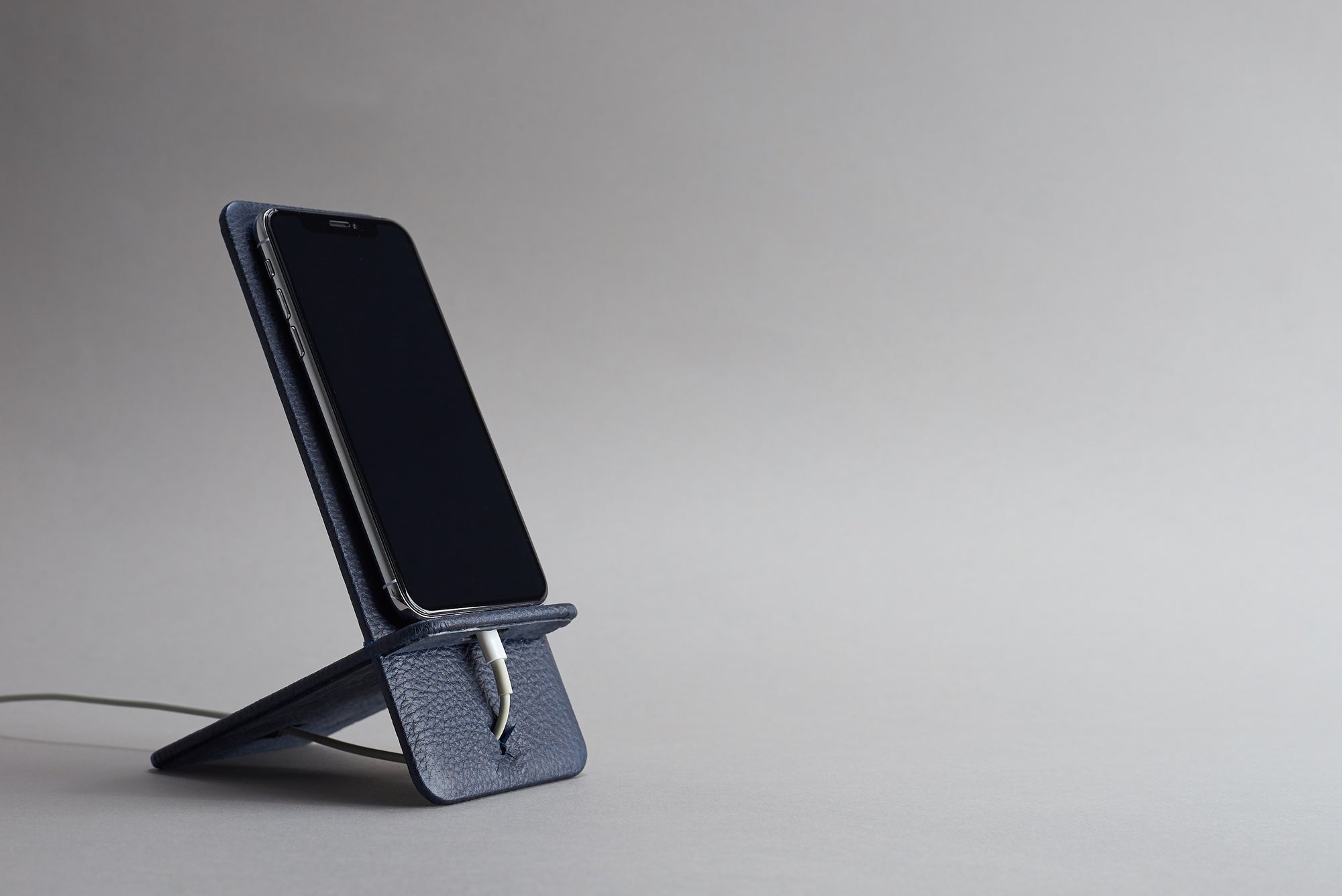 Charging station. Leather Phone Stand Holder Navy by Capra Leather