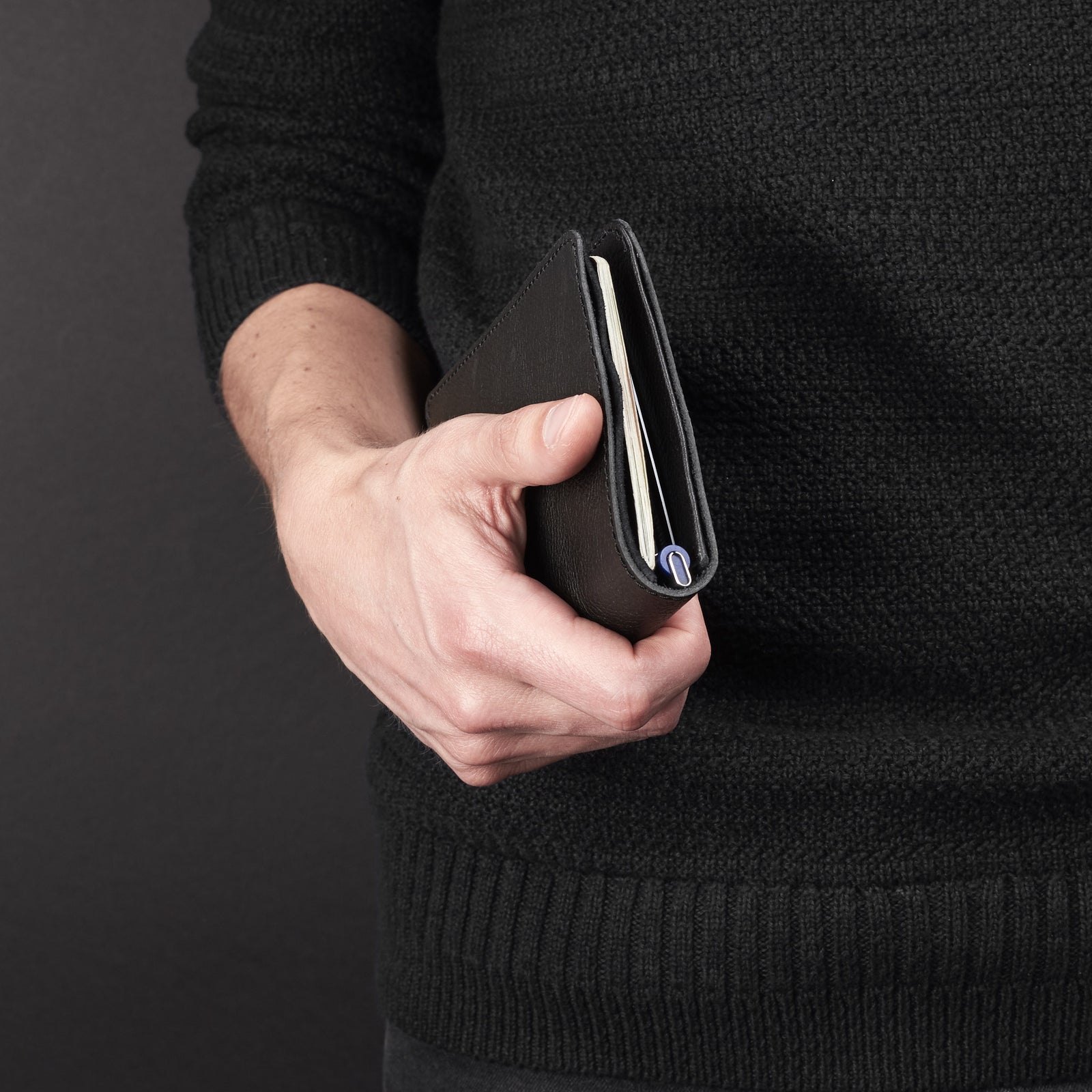 Pocket size. Pocket Passport Holder Travel Wallet Black by Capra Leather