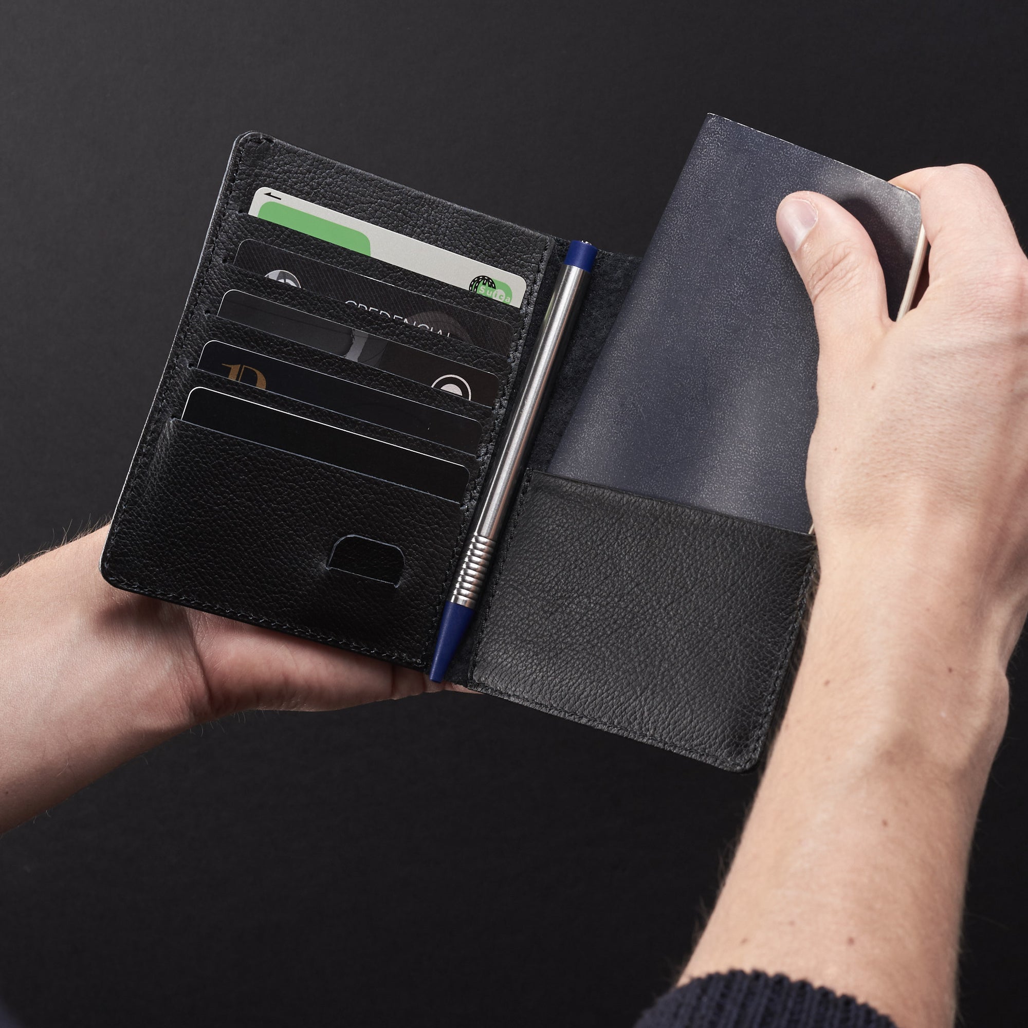 Passport holder. Pocket Passport Holder Travel Wallet Black by Capra Leather