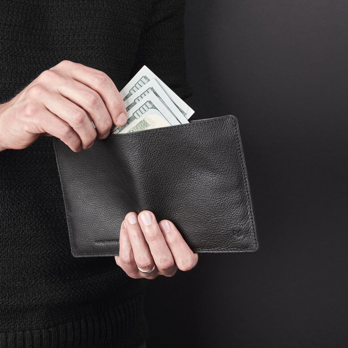 Travel wallet. Pocket Passport Holder Travel Wallet Black by Capra Leather