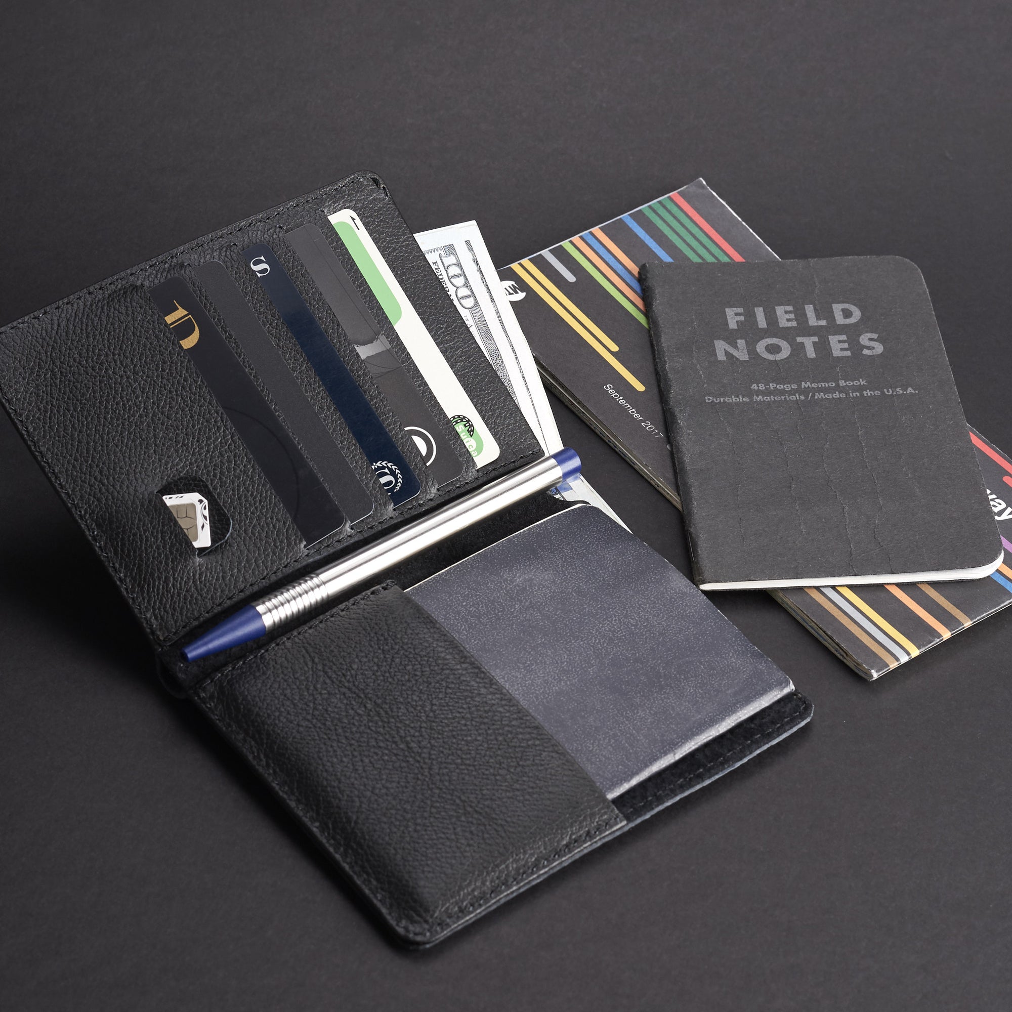 Document organizer. Pocket Passport Holder Travel Wallet Black by Capra Leather