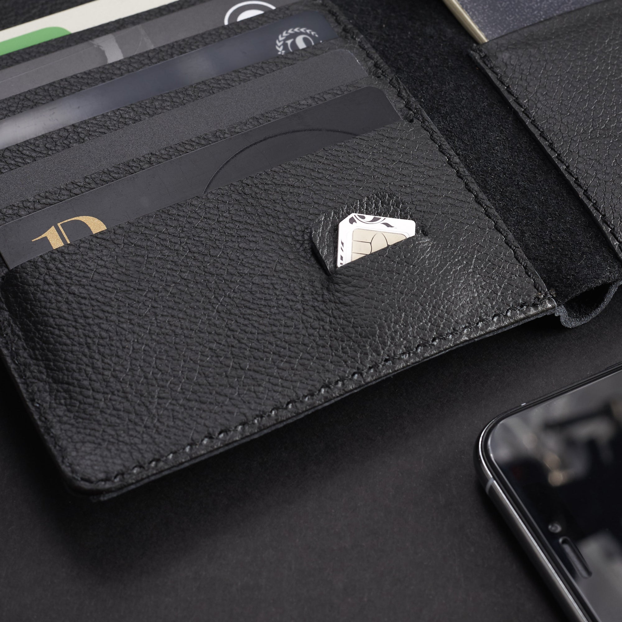 Sim card pocket. Pocket Passport Holder Travel Wallet Black by Capra Leather