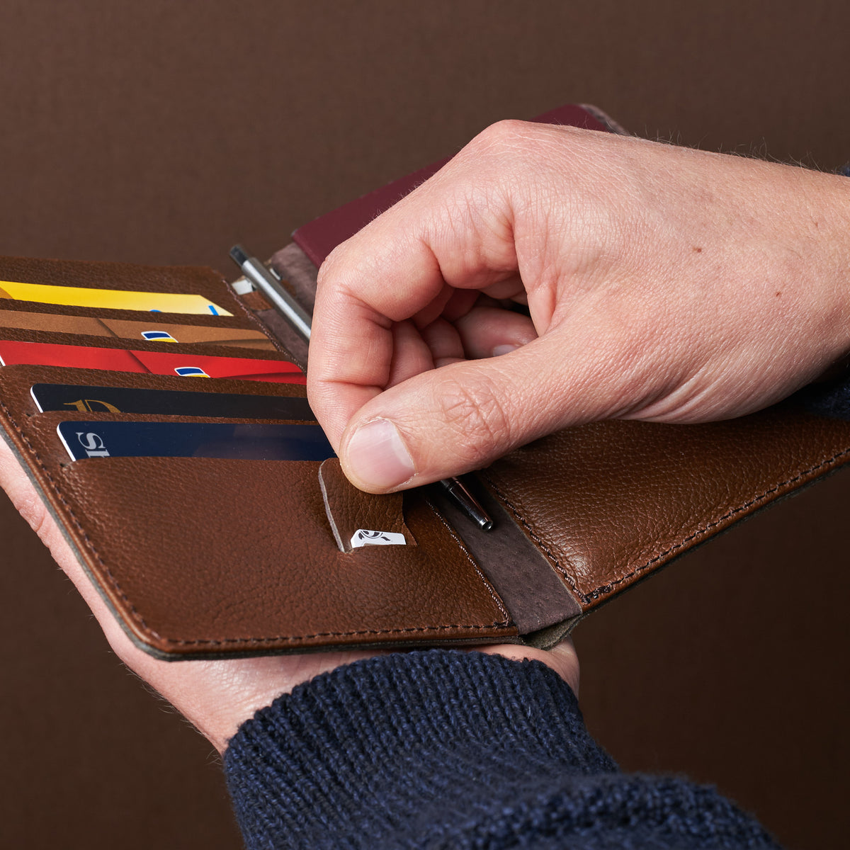 Sim card pocket. Pocket Passport Holder Travel Wallet Brown by Capra Leather