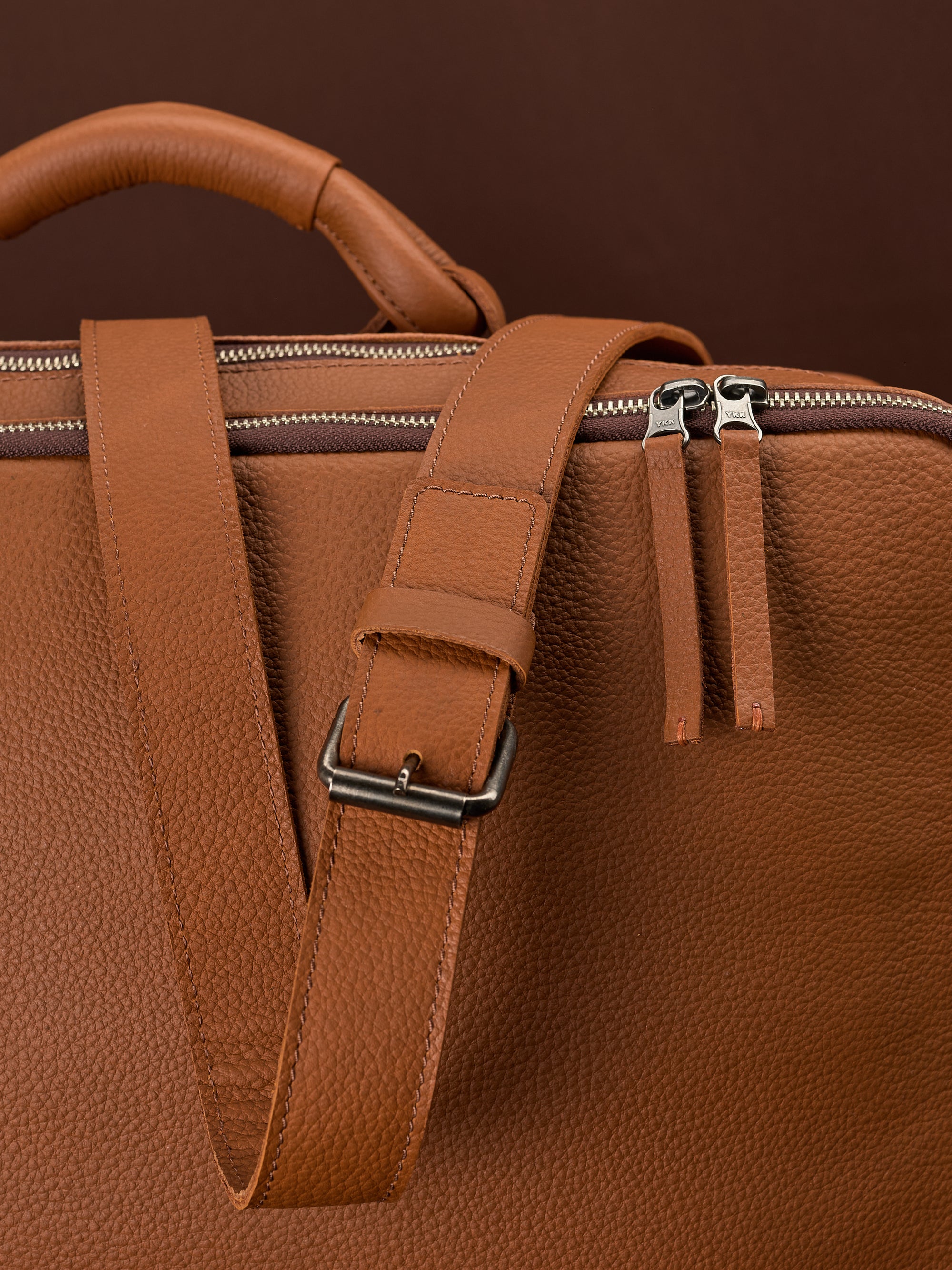 Shoulder Strap. Mens Weekender Bag Tan by Capra Leather