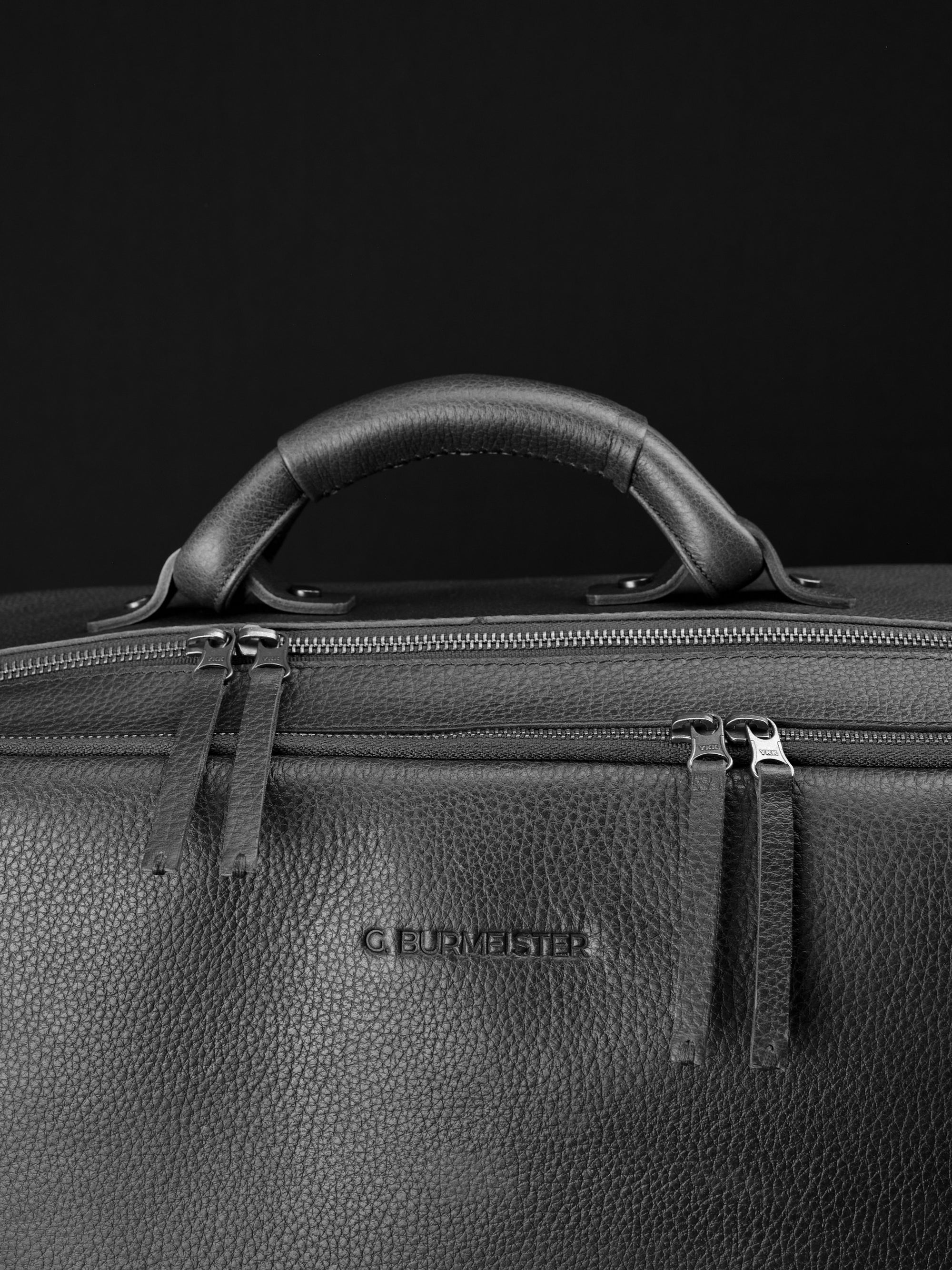 Custom engraving travel duffel bag black by Capra Leather