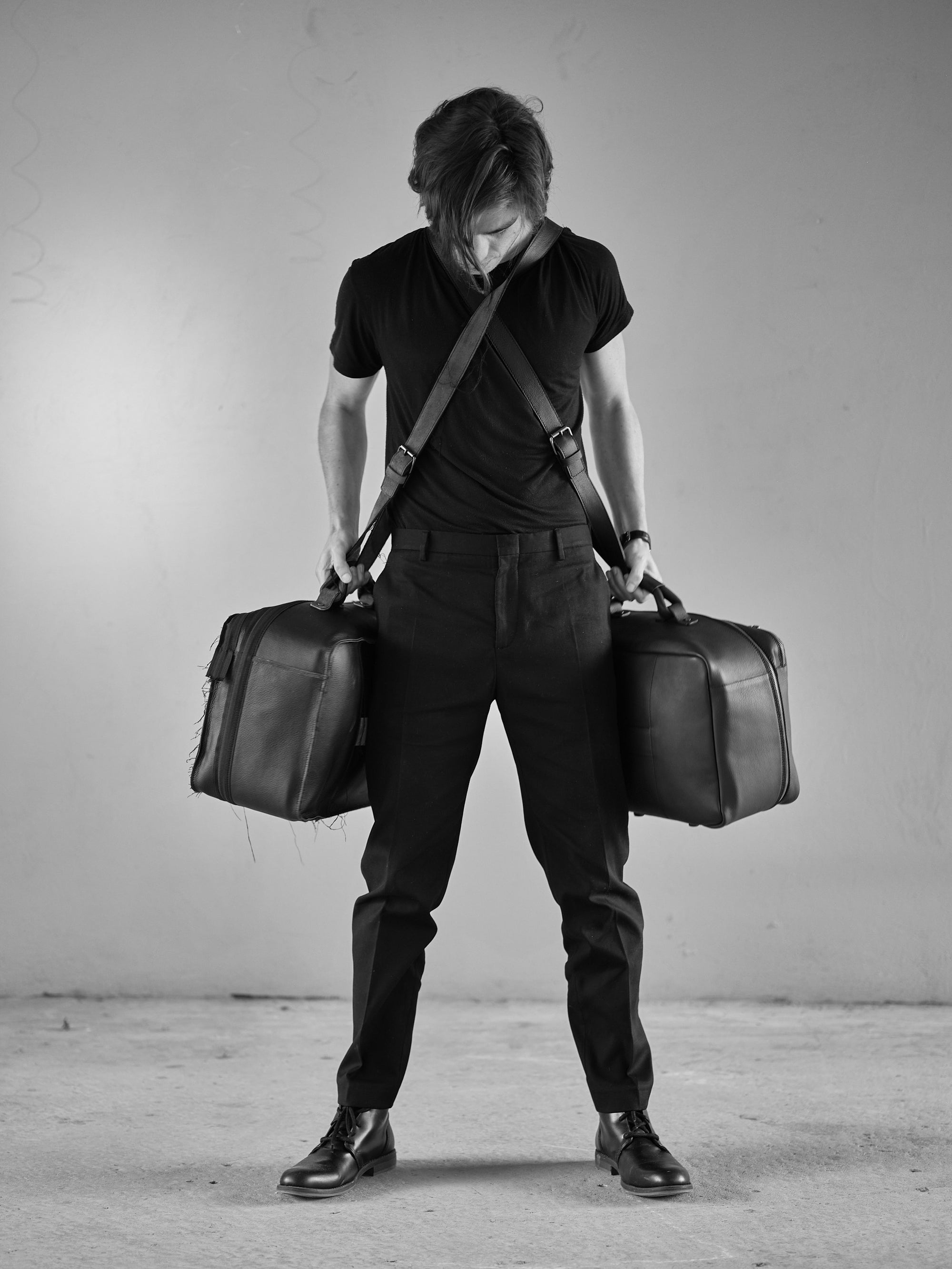 Large duffle bags black by Capra Leather