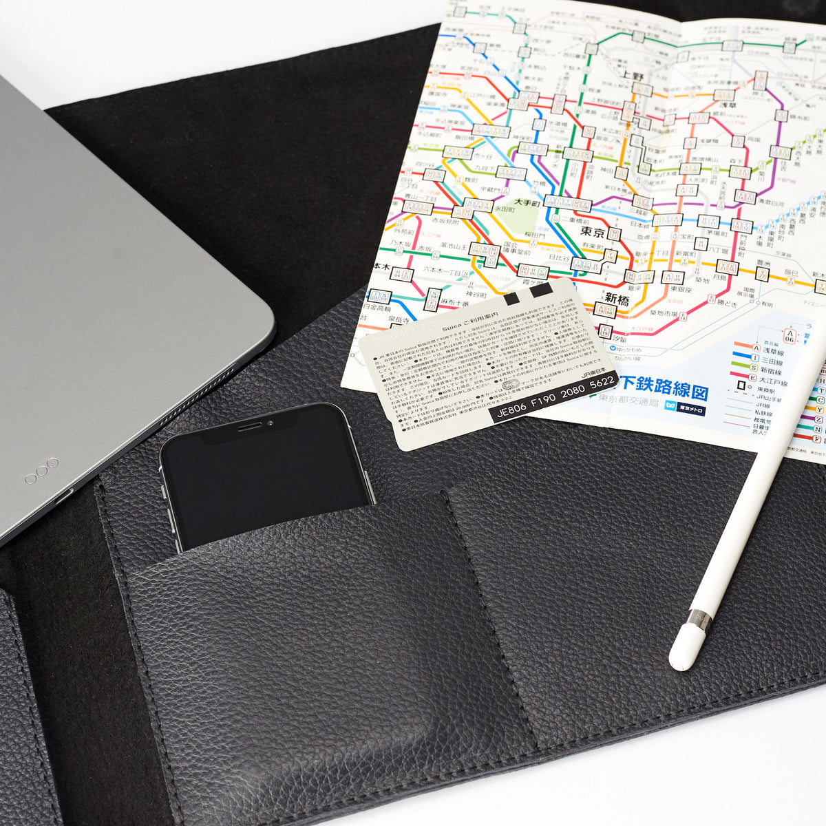 Style suede interior. Black Laptop Tablet Portfolio. Business Document Organizer for Men by Capra Leather
