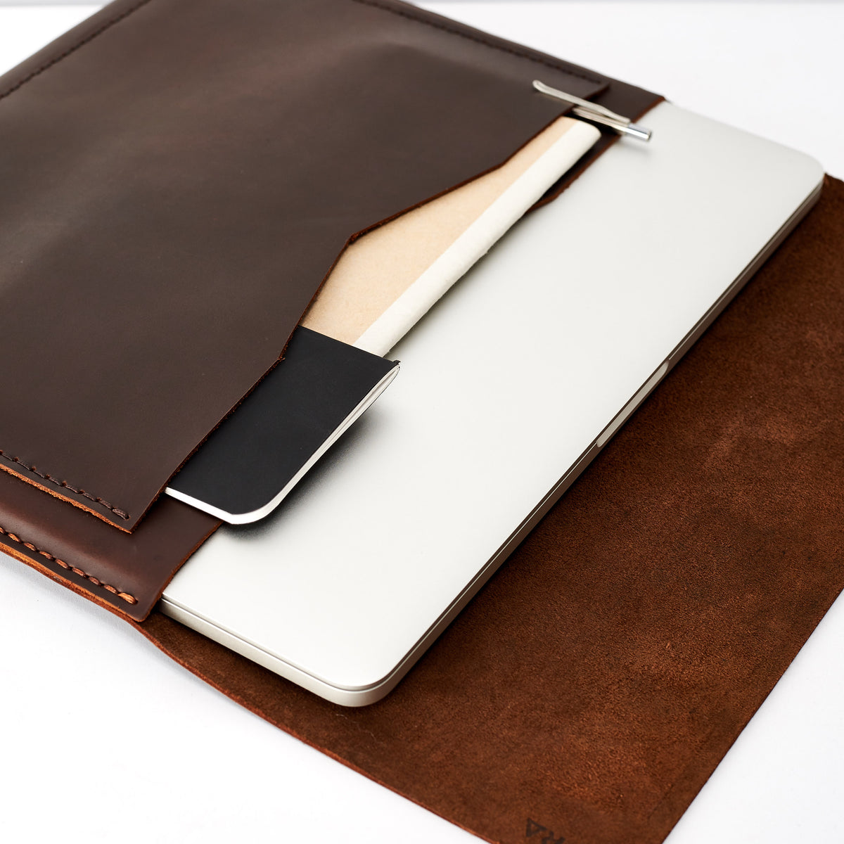 Style. Brown Leather MacBook Case. Postman MacBook Sleeve by Capra Leather
