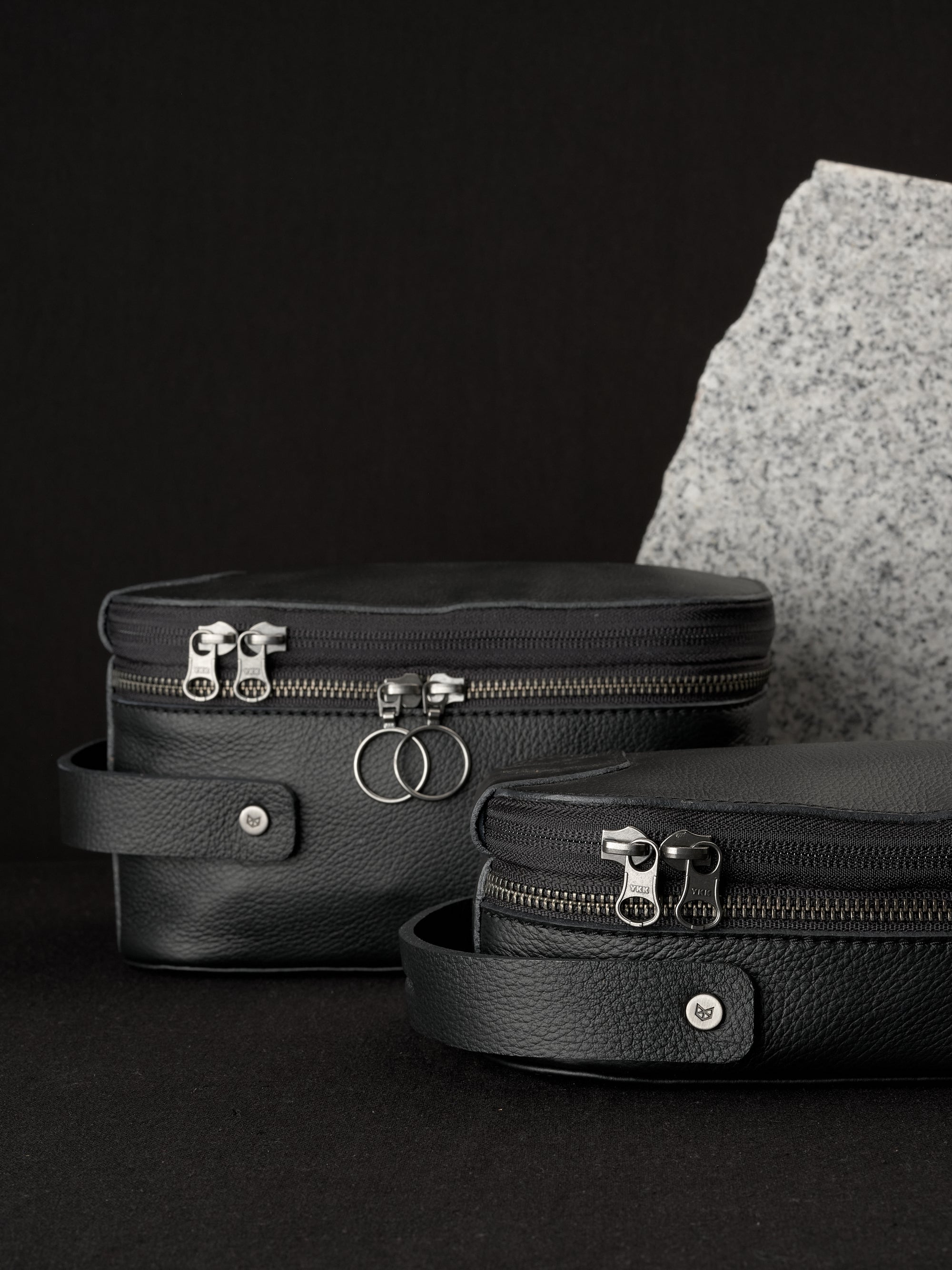 Toiletry bags for men black by Capra Leather