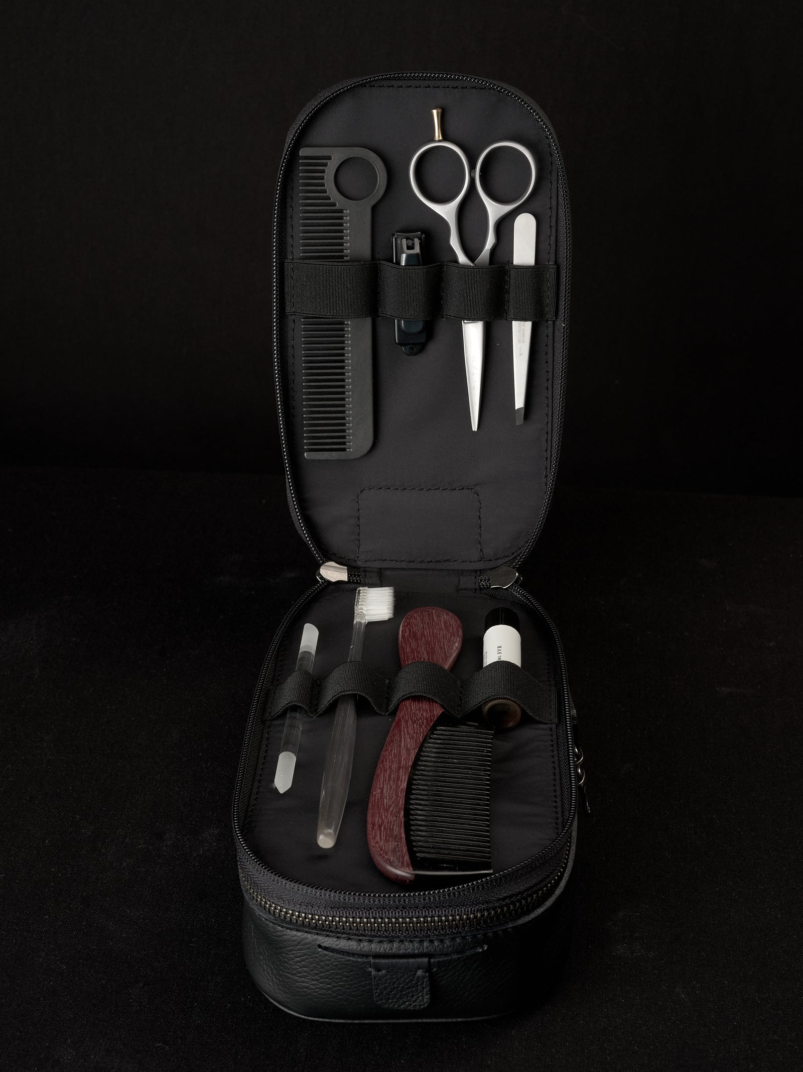 Small toiletry bag black by Capra Leather