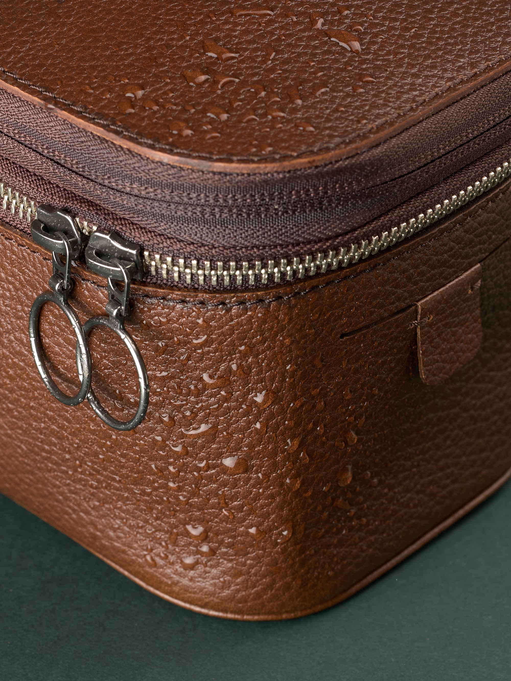 Water resistant shaving kit bag brown by Capra Leather