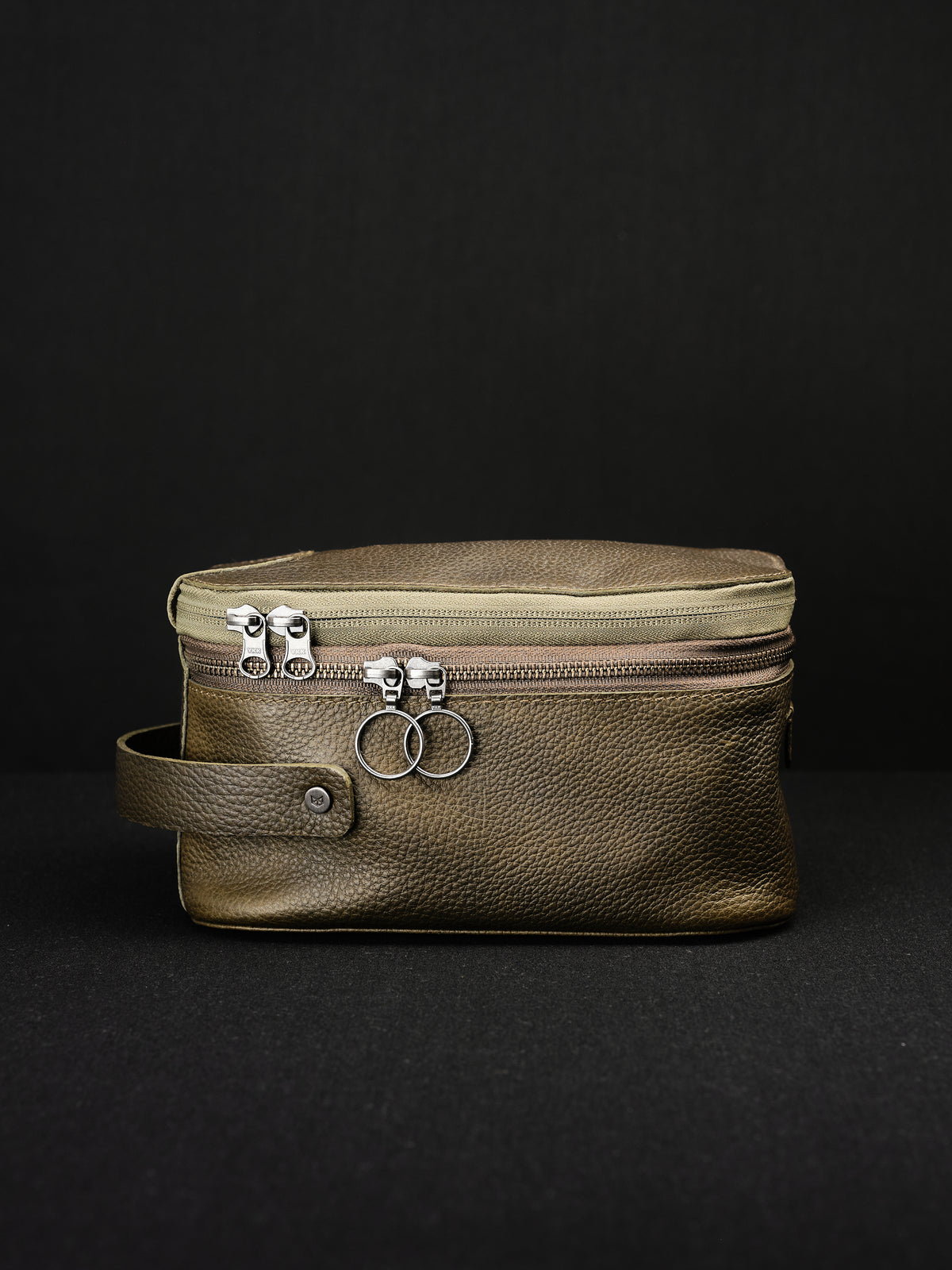 Personalized Toiletry Bag Green by Capra Leather