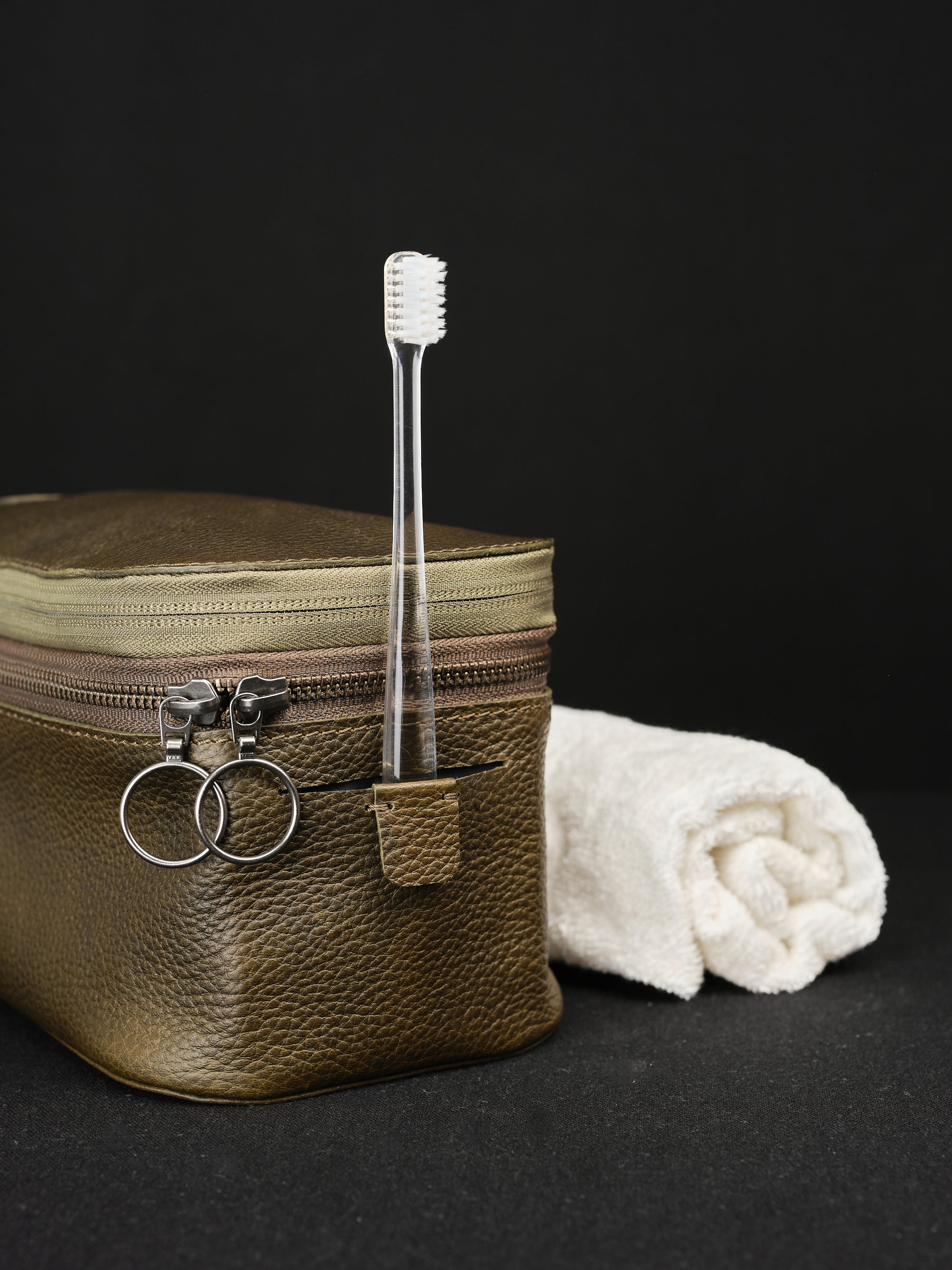 Leather Dopp Kit Toiletry Bag · Green by Capra Capra Leather