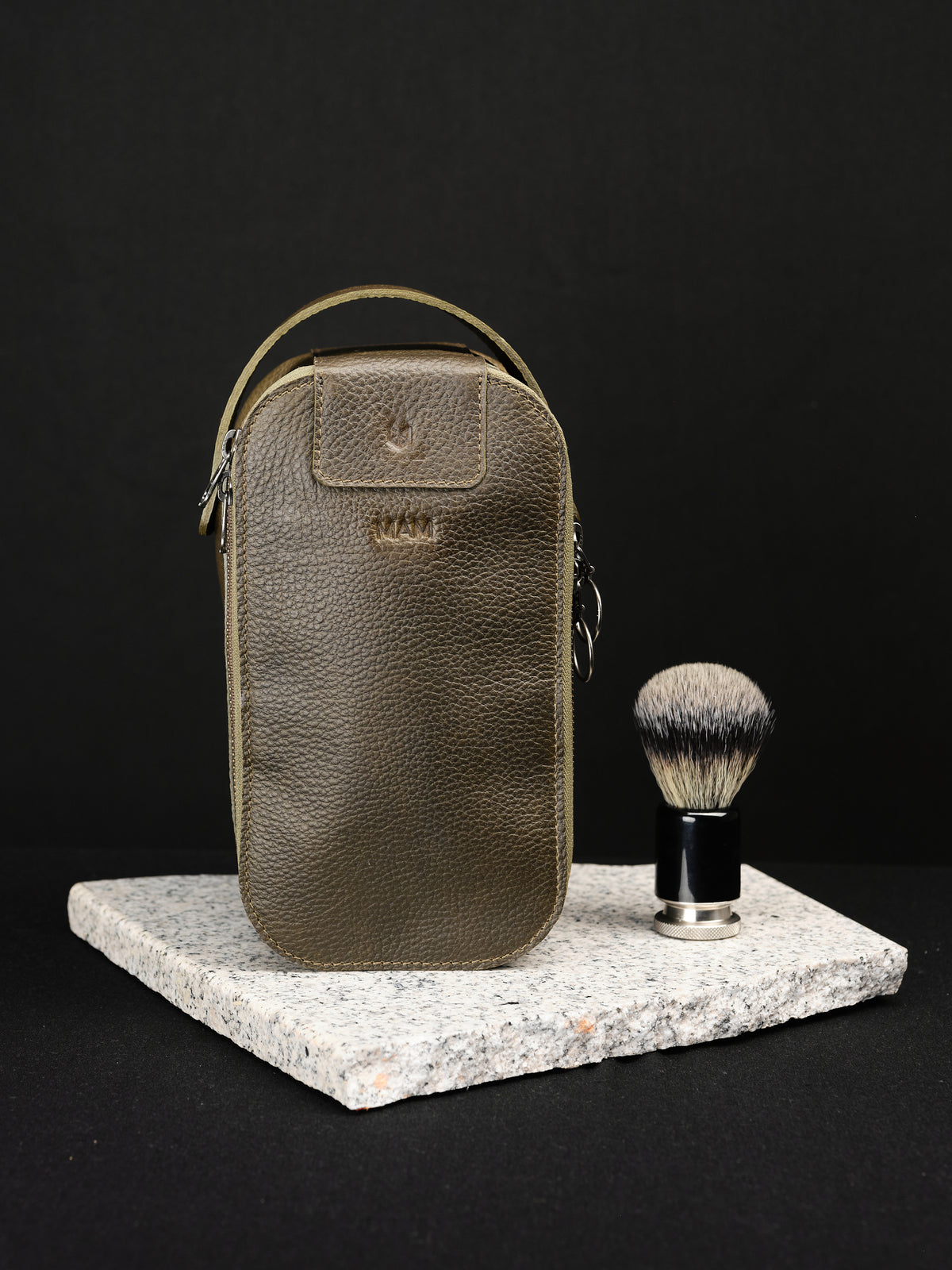 Shaving Kit Bag Green by Capra Leather