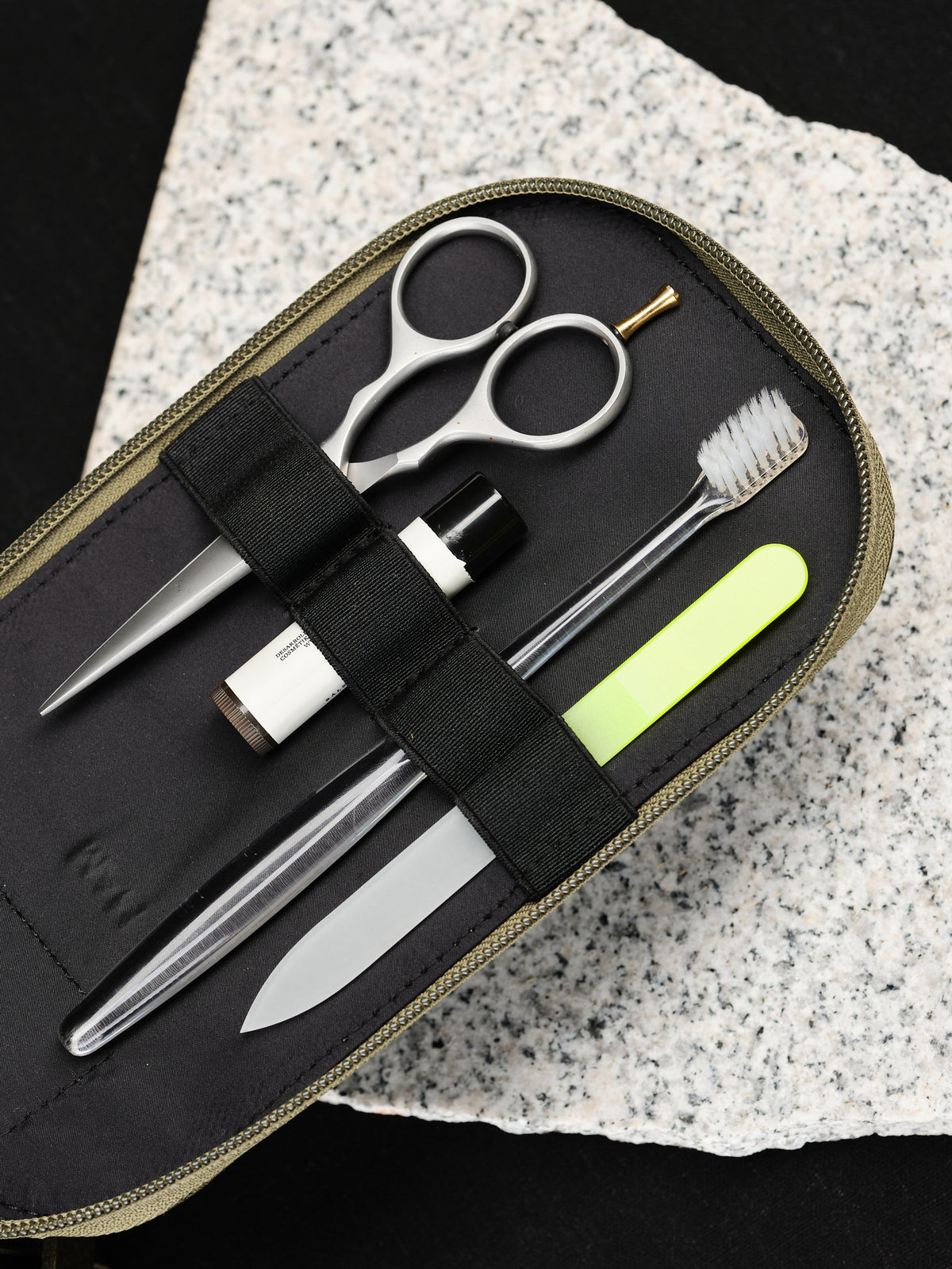 Slastic slots. Dopp Kit Mens Green by Capra Leather