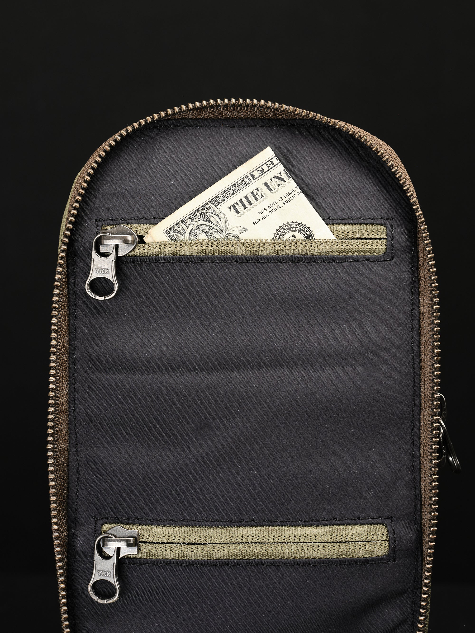 Small Interior Pocket. Dopp Kit Bag Green by Capra Leather