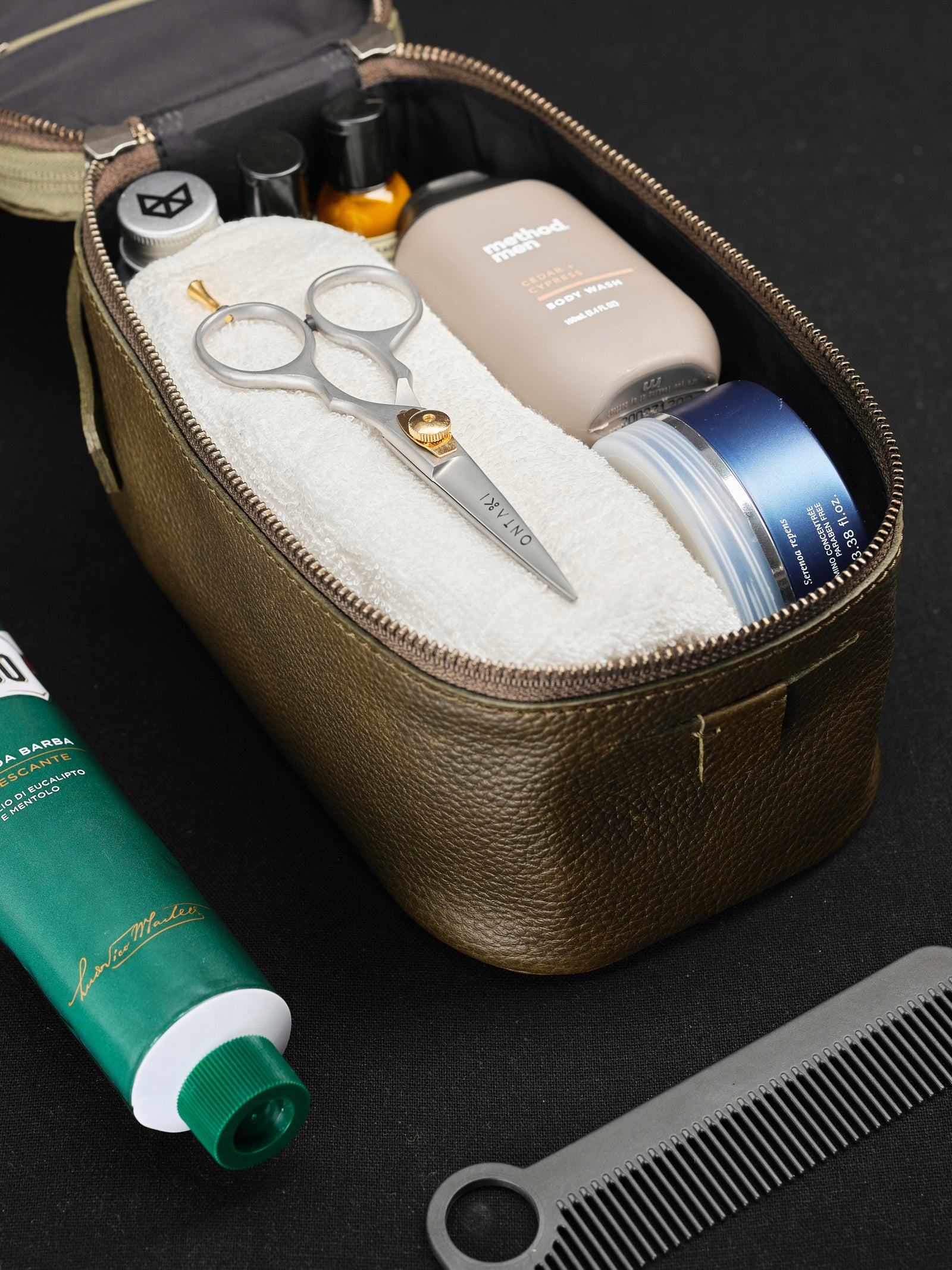 Leather Dopp Kit Green by Capra