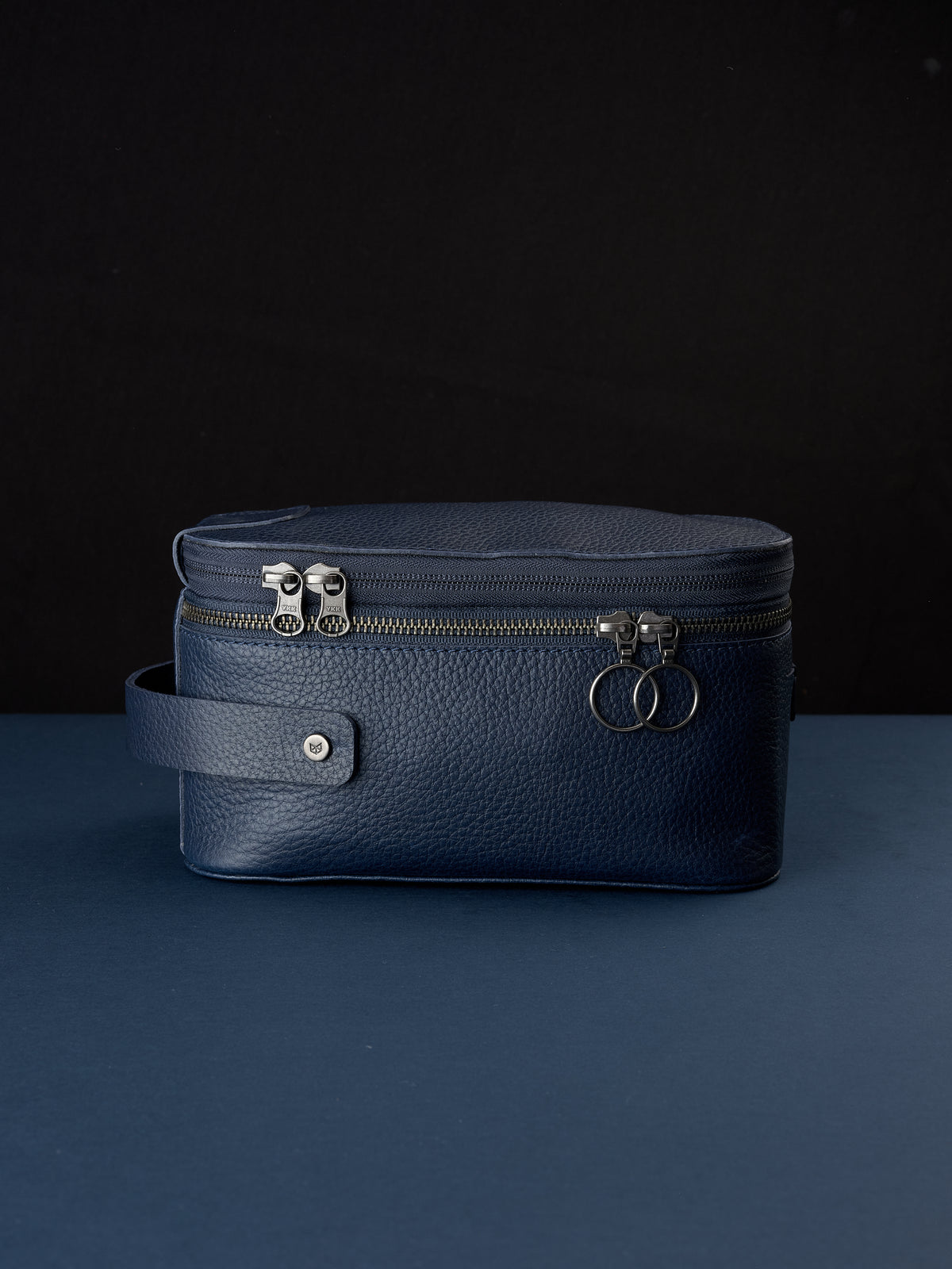 Personalized dopp kit navy by Capra Leather