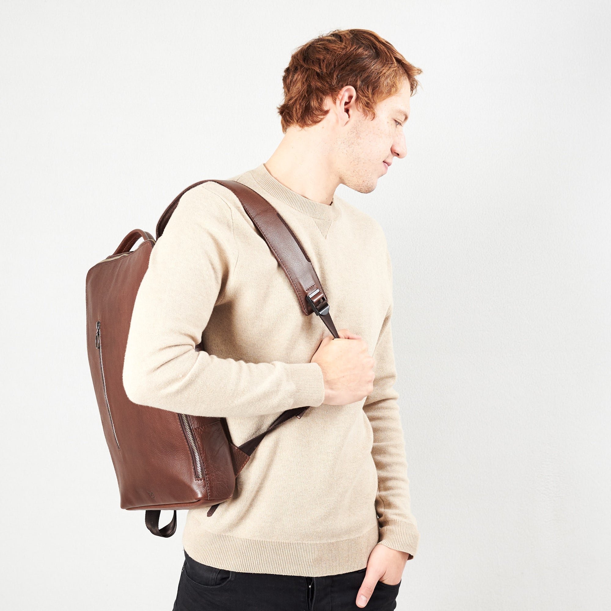 professional backpack brown by capra leather