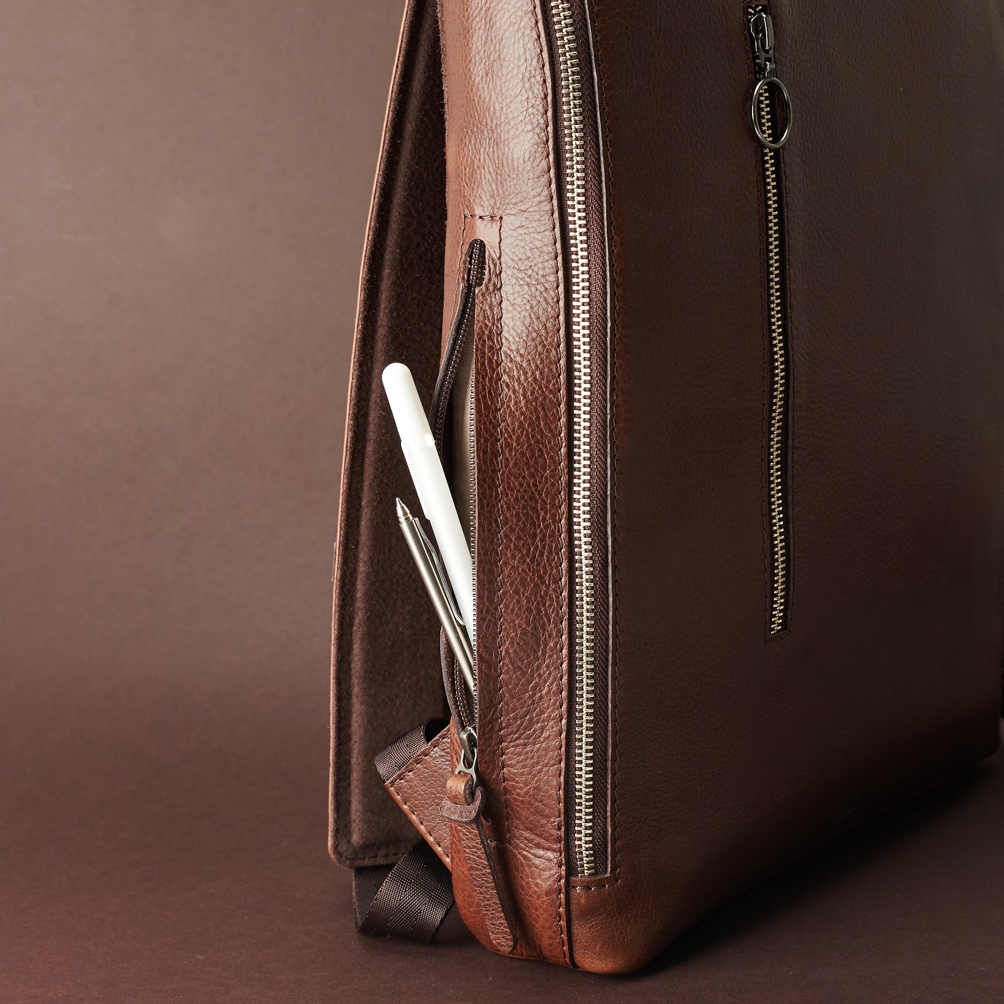 men designer backpack brown by capra leather