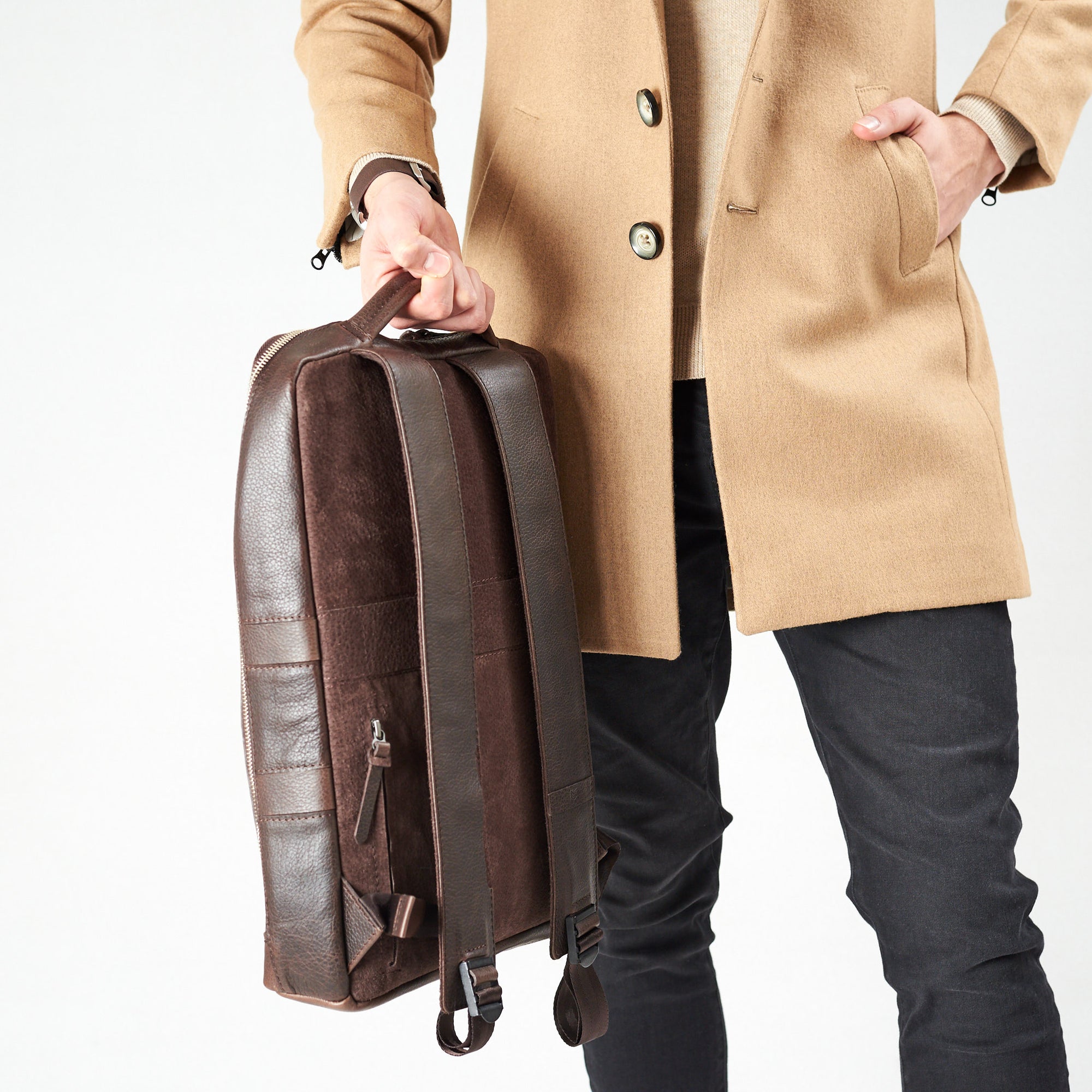 travel backpack dark brown by capra leather